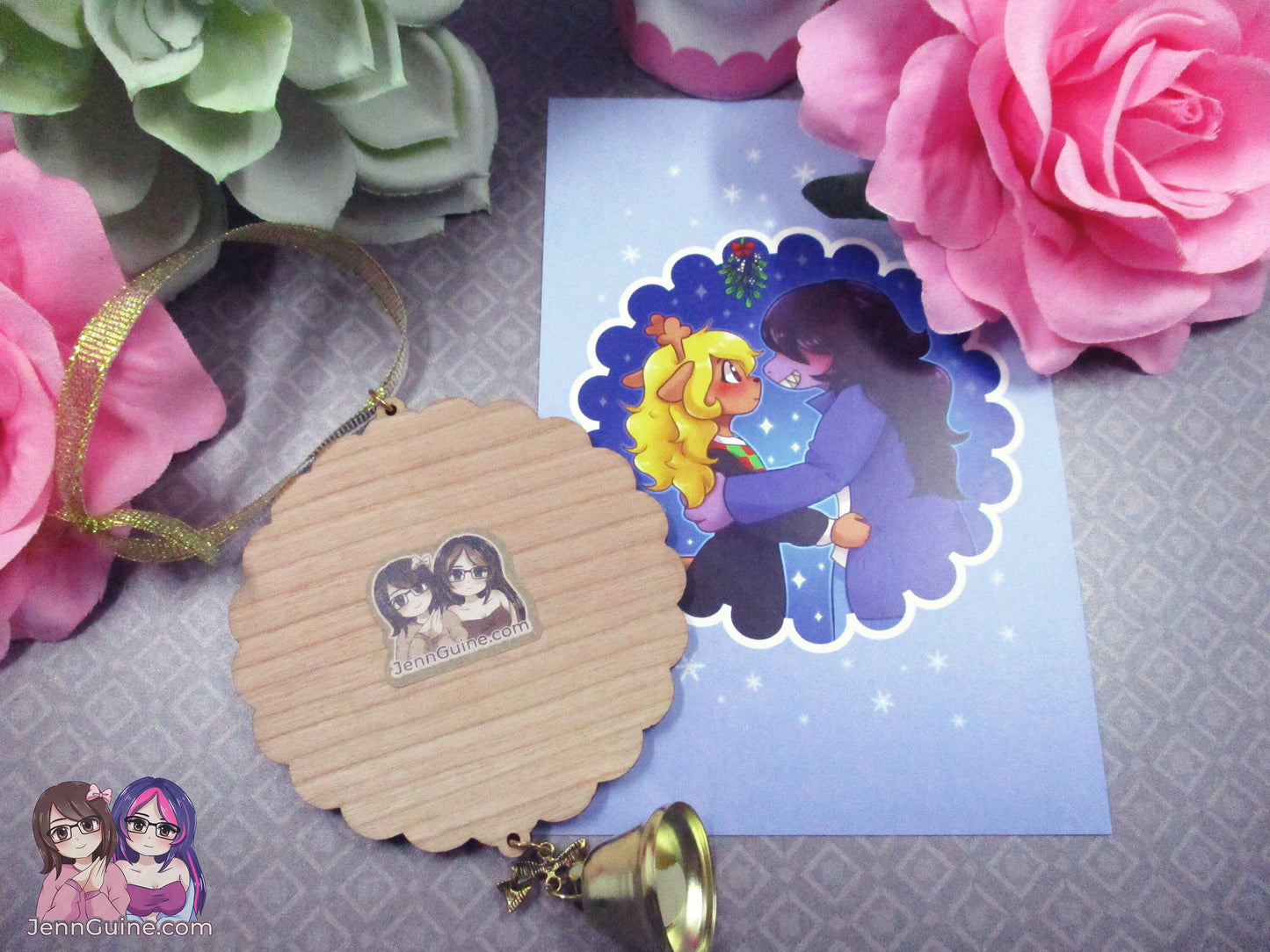 Deltarune Susie x Noelle Wooden Christmas Ornament (read description) | Comes with a 4x6in Print of the Artwork | No planned restocks