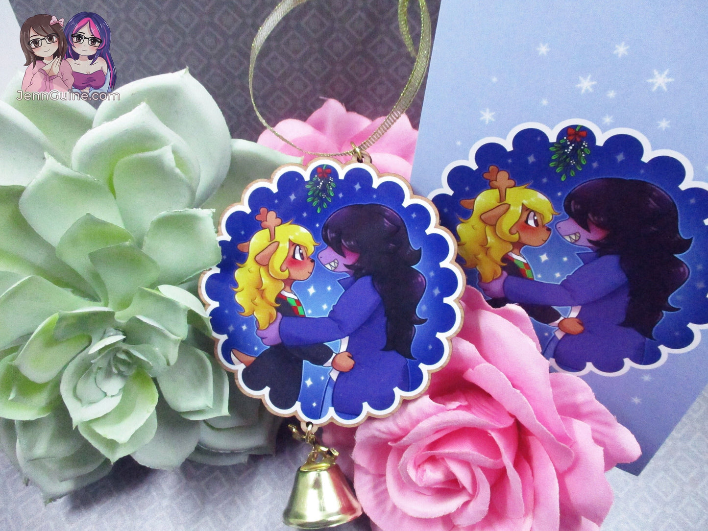Deltarune Susie x Noelle Wooden Christmas Ornament (read description) | Comes with a 4x6in Print of the Artwork | No planned restocks