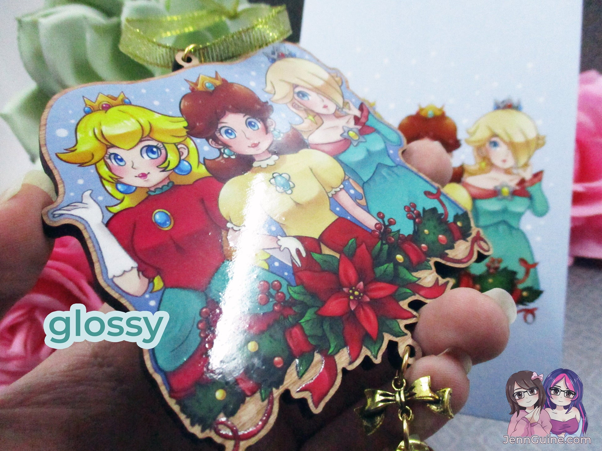 Princess Peach Daisy Rosalina Wooden Christmas Ornament (read description) | Comes with a 4x6in Print of the Artwork | No planned restocks