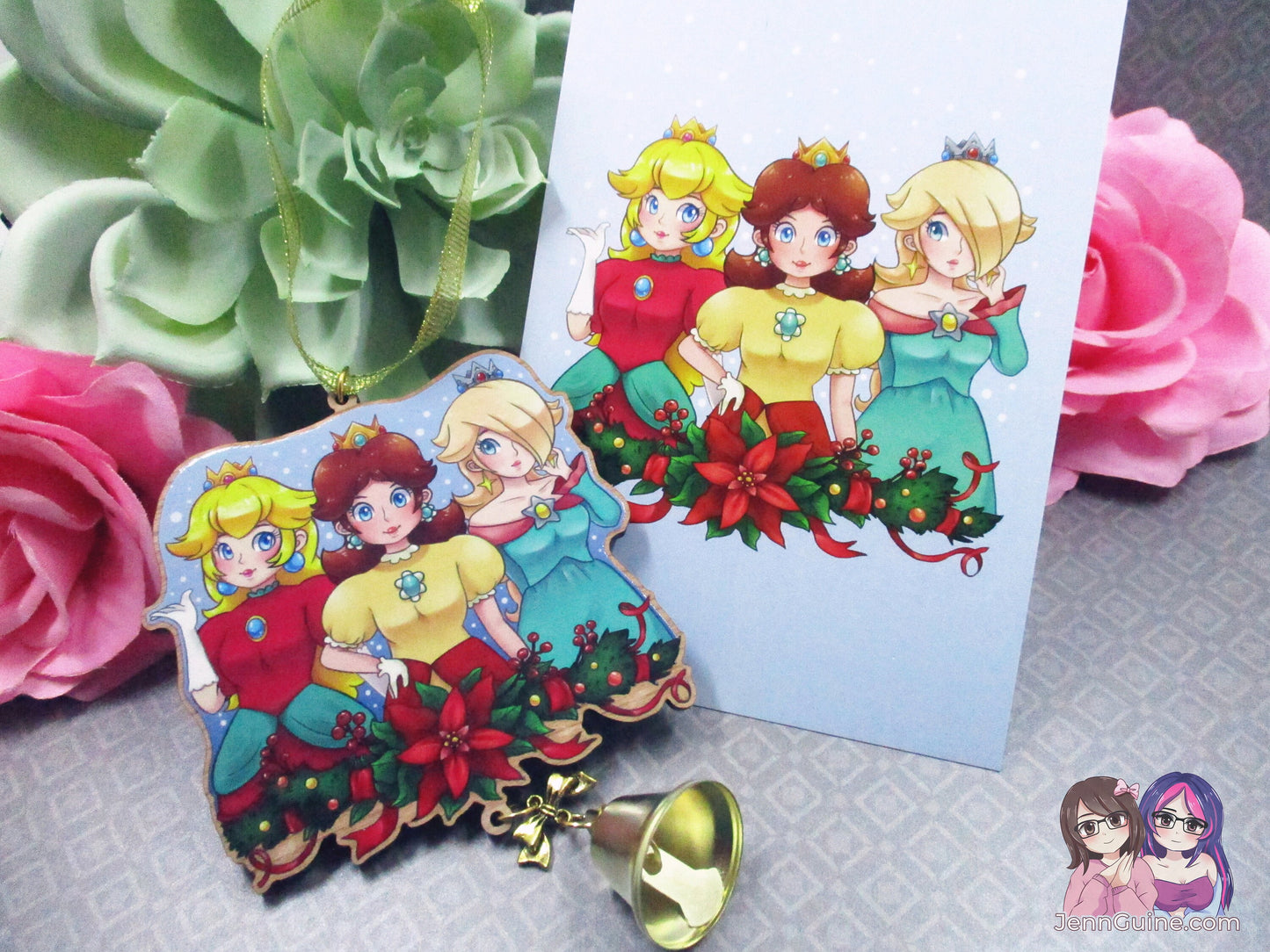 Princess Peach Daisy Rosalina Wooden Christmas Ornament (read description) | Comes with a 4x6in Print of the Artwork | No planned restocks
