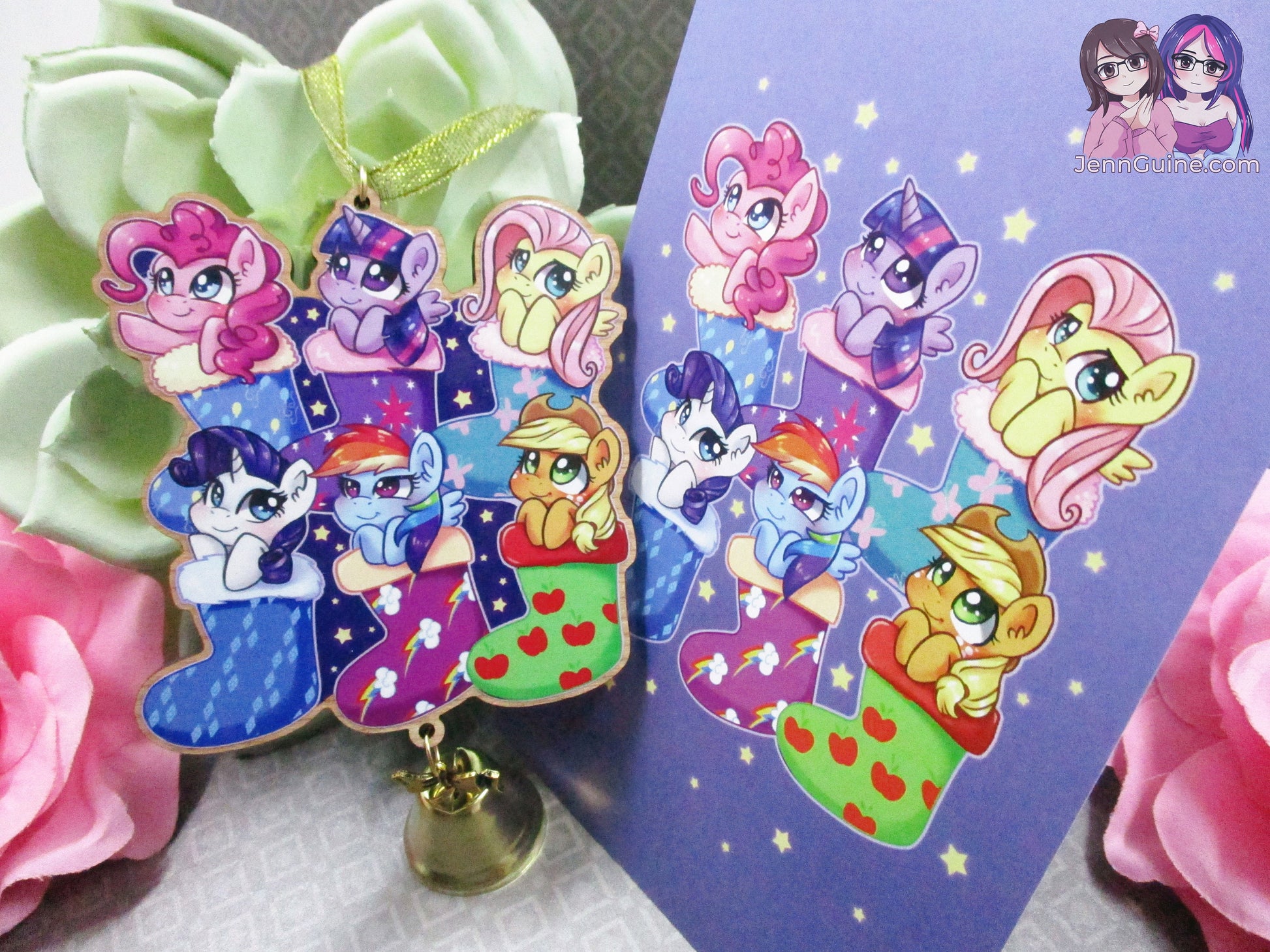 MLP My Little Pony Mane Six Wooden Christmas Ornament (read description) | Comes with a 4x6in Print of the Artwork | No planned restocks