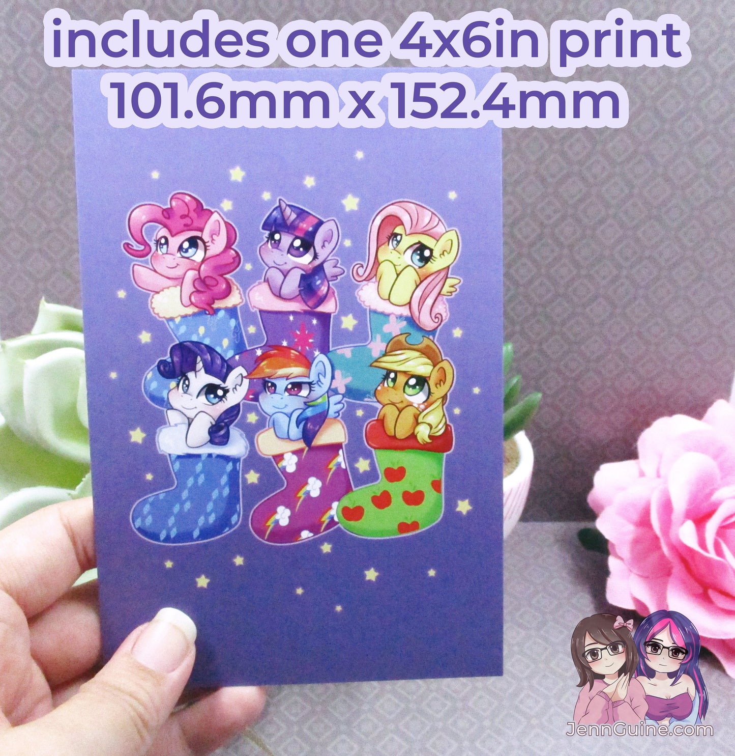 MLP My Little Pony Mane Six Wooden Christmas Ornament (read description) | Comes with a 4x6in Print of the Artwork | No planned restocks