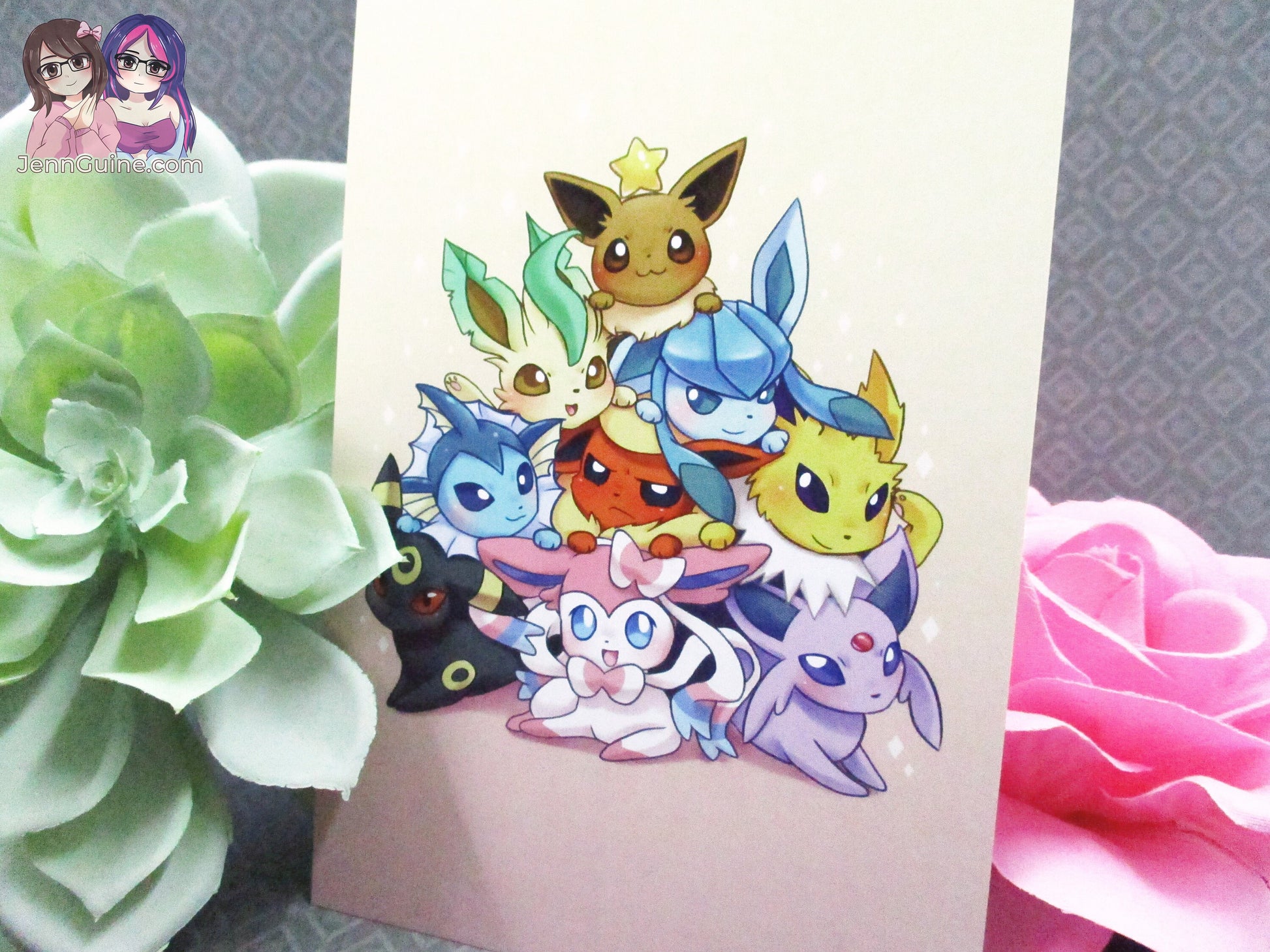 Eeveelutions Wooden Christmas Ornament (read description) | Comes with a 4x6in Print of the Artwork | No planned restocks