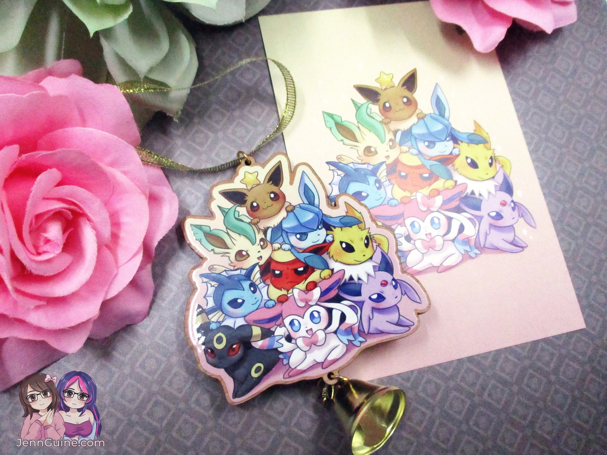 Eeveelutions Wooden Christmas Ornament (read description) | Comes with a 4x6in Print of the Artwork | No planned restocks