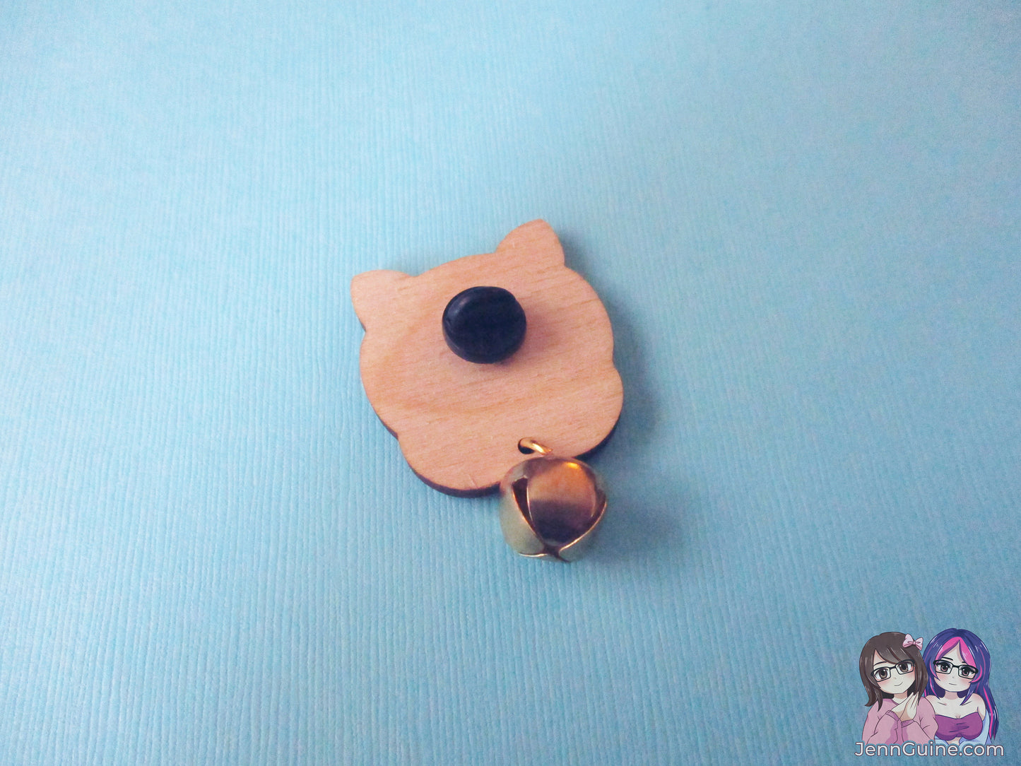Bee and Puppycat Pilot Episode Wooden Pin with Gold Bell - Dangle pin, Wood pin, Eco Friendly Pin, Kawaii, Christmas - Unsure about restocks