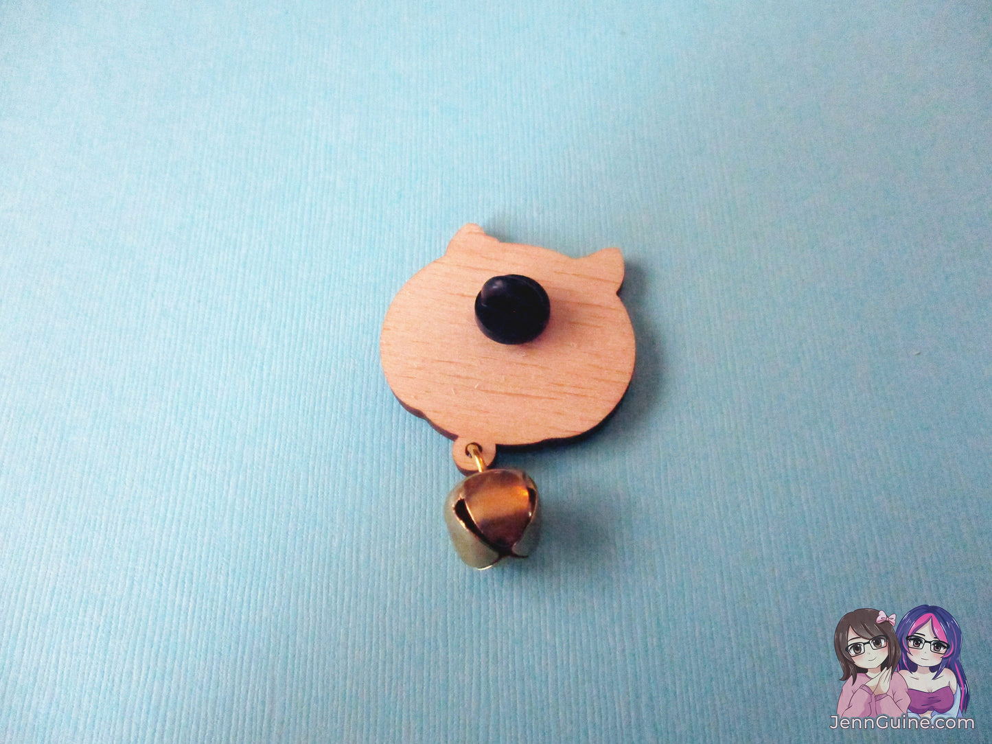 Bee and Puppycat Pilot Episode Wooden Pin with Gold Bell - Dangle pin, Wood pin, Eco Friendly Pin, Kawaii, Christmas - Unsure about restocks