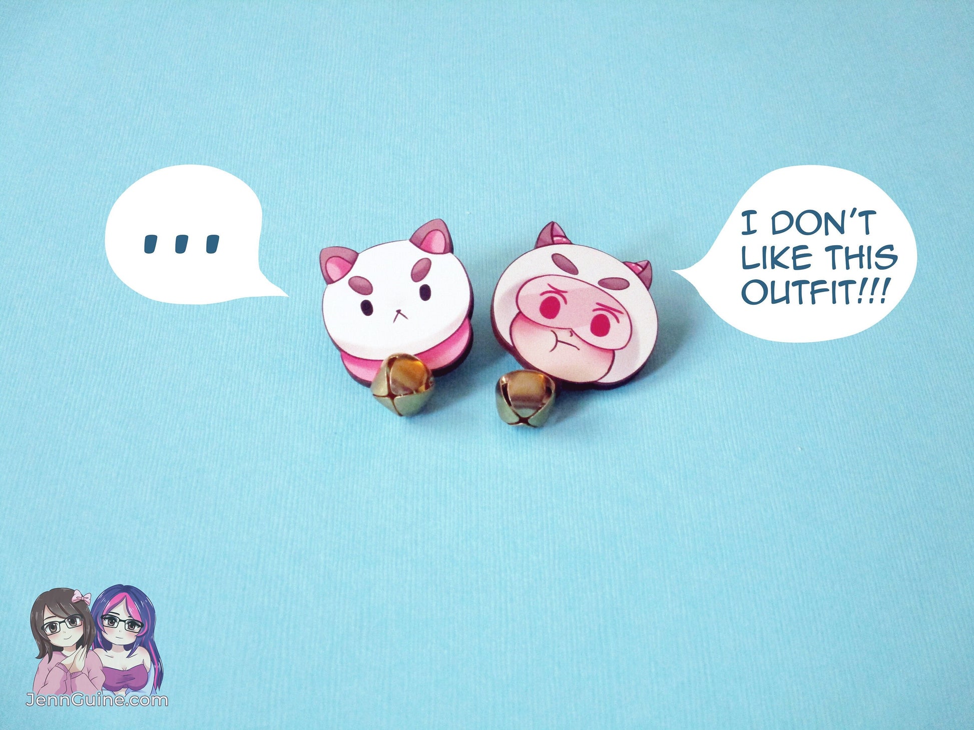 Bee and Puppycat Pilot Episode Wooden Pin with Gold Bell - Dangle pin, Wood pin, Eco Friendly Pin, Kawaii, Christmas - Unsure about restocks