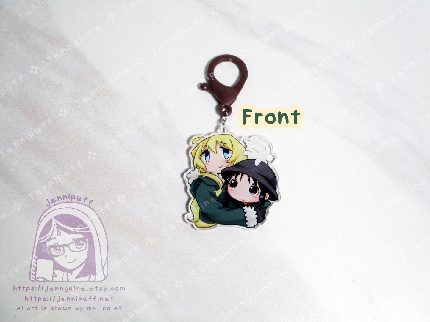 GirlsLastTour GLT Chito Yuuri Nuko Double Sided 2in Acrylic Keychain with Brown Plastic Finding Cute Kawaii Moe Anime Manga Post-Apocalyptic