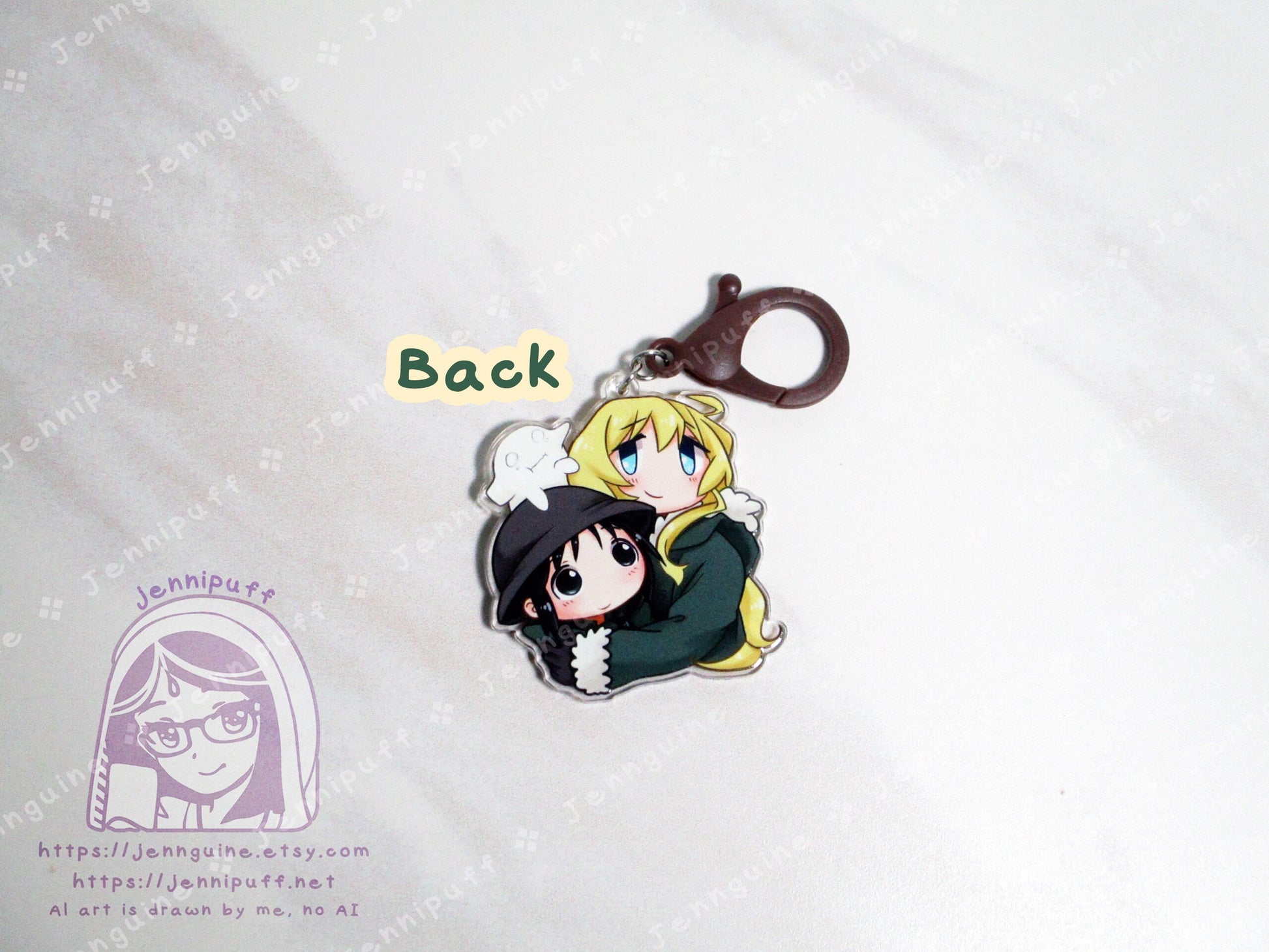 GirlsLastTour GLT Chito Yuuri Nuko Double Sided 2in Acrylic Keychain with Brown Plastic Finding Cute Kawaii Moe Anime Manga Post-Apocalyptic