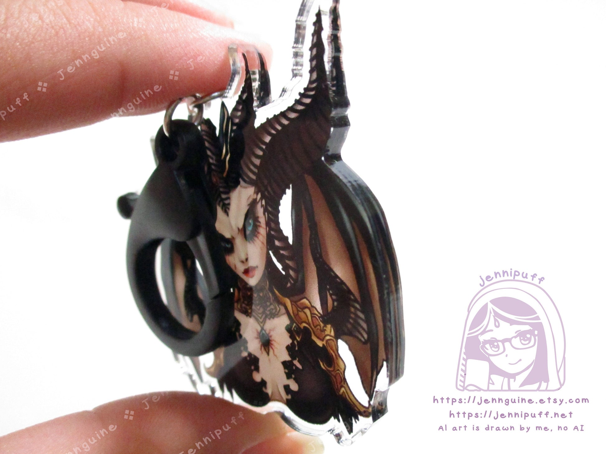 Blessed Mother Lilith Double Sided 2in Acrylic Keychain with Black Plastic Finding, Diabl0 4 D4 Succubus Villain Daughter of Hatred