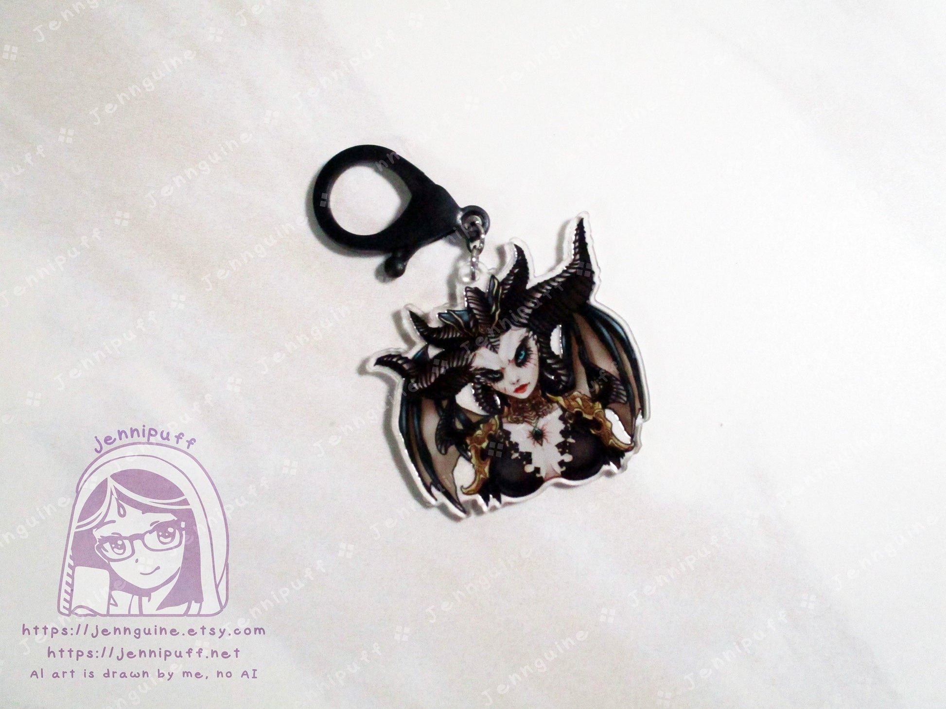 Blessed Mother Lilith Double Sided 2in Acrylic Keychain with Black Plastic Finding, Diabl0 4 D4 Succubus Villain Daughter of Hatred