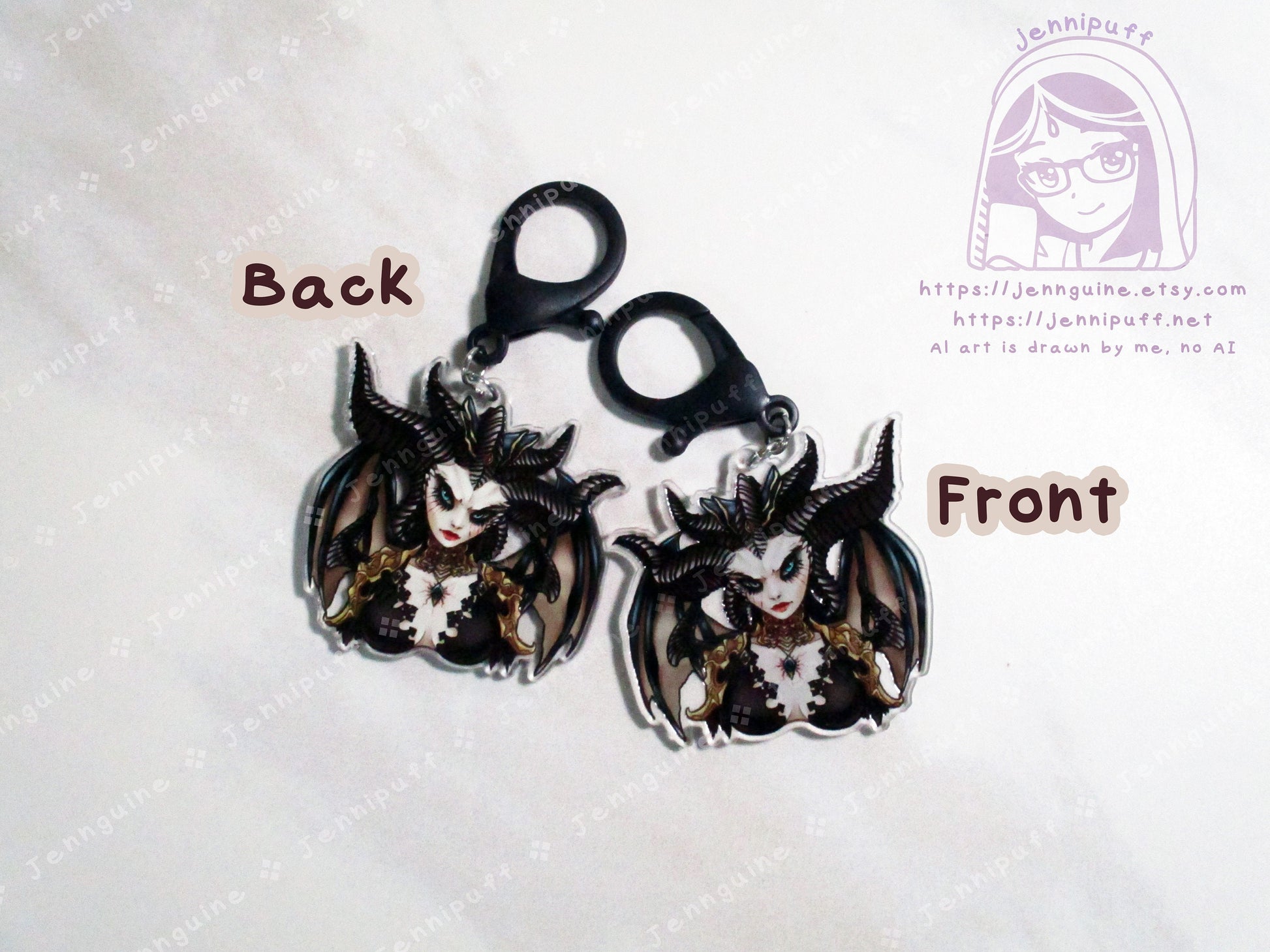 Blessed Mother Lilith Double Sided 2in Acrylic Keychain with Black Plastic Finding, Diabl0 4 D4 Succubus Villain Daughter of Hatred