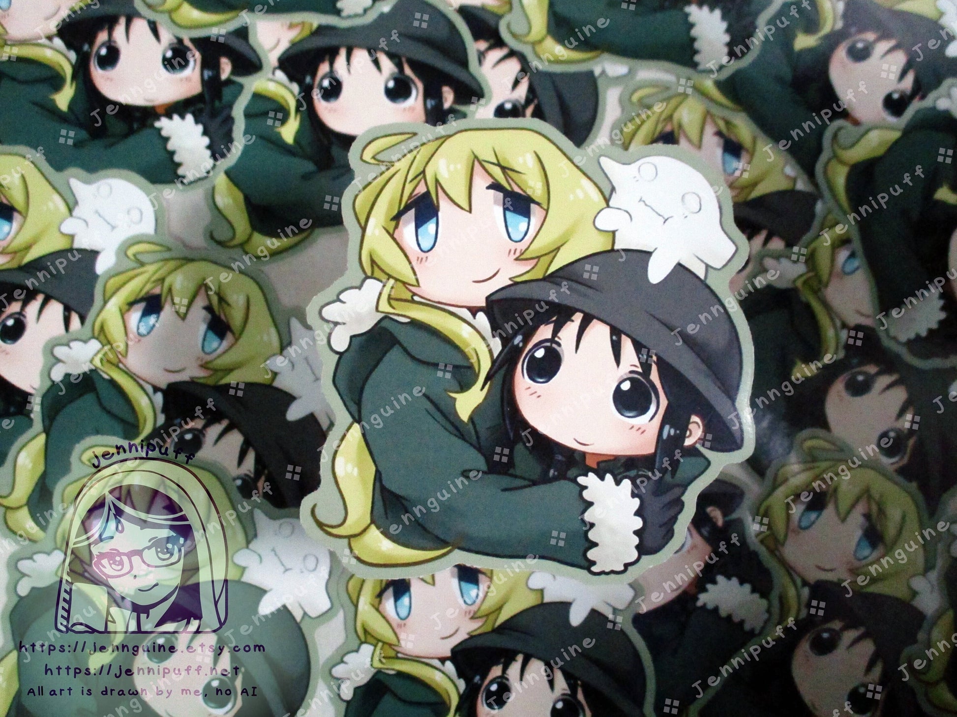 Girls Last Tour Chito Yuuri Nuko 3in Die-Cut Vinyl Sticker Cute Kawaii Moe Anime Manga Girls Shoujo Shuumatsu Ryokou Decal GLT 3x3in
