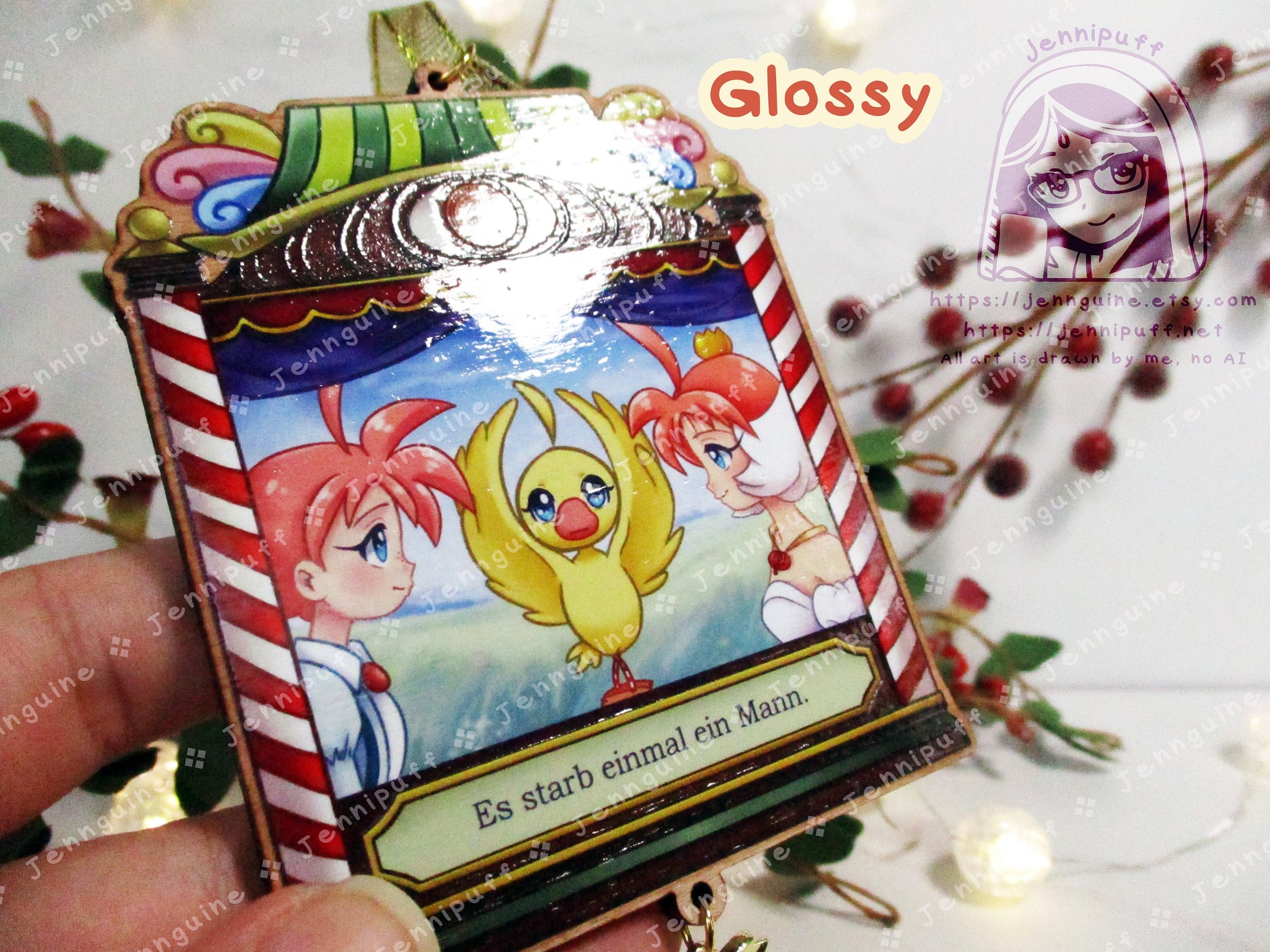 Príncess Tutu Wooden Christmas Ornament | Comes with 4x6in Print | Duck Ahiru Magical Girl Ballerina Ballet Holiday Kawaii Decor German