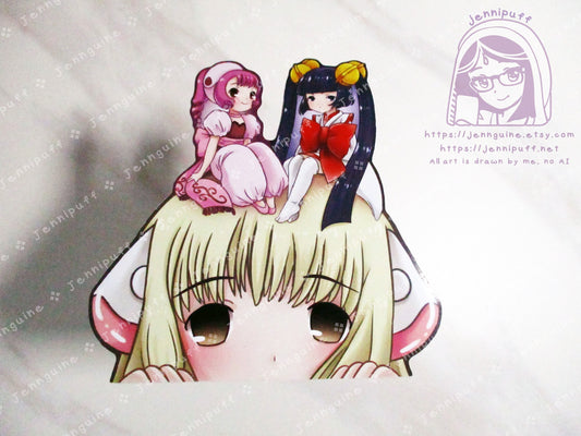 Chobíts Chi Persocóm Kotoko Sumomo 4in Peeker Peeking Sticker Die-Cut Decal Cute Kawaii Retro Anime Gift Peek AnimeGirl Ecchí