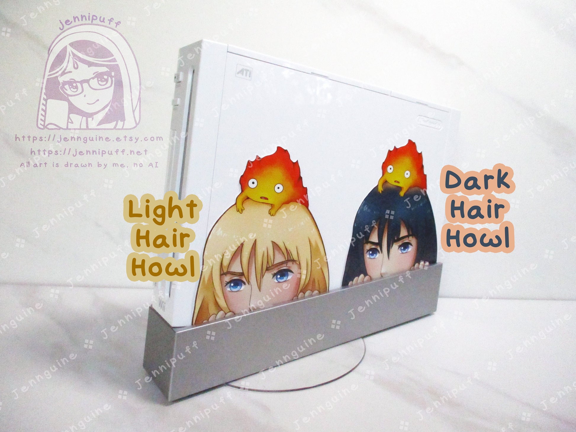 Hówl and Sophie Móving Castle Ghíblí 4in Peeker Peeking Sticker Die-Cut Decal Cute Kawaii Anime Gift Peek Calcífer Light Hair Dark Hair