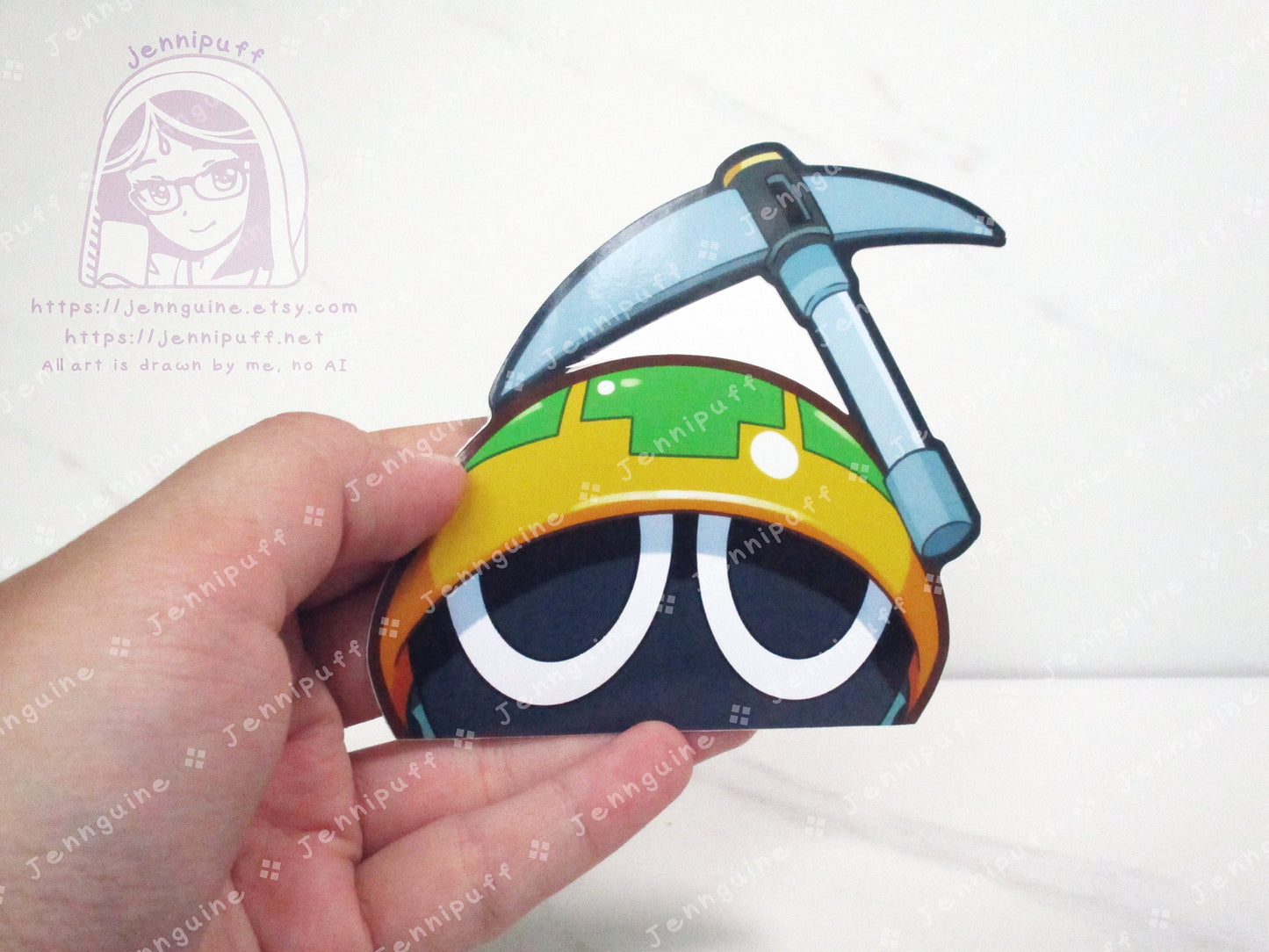 Mettaur Mega Man Battle Network Megaman MMBN Video Game 4in Peeker Peeking Sticker Die-Cut Decal Cute Kawaii Retro Anime Gift Peek