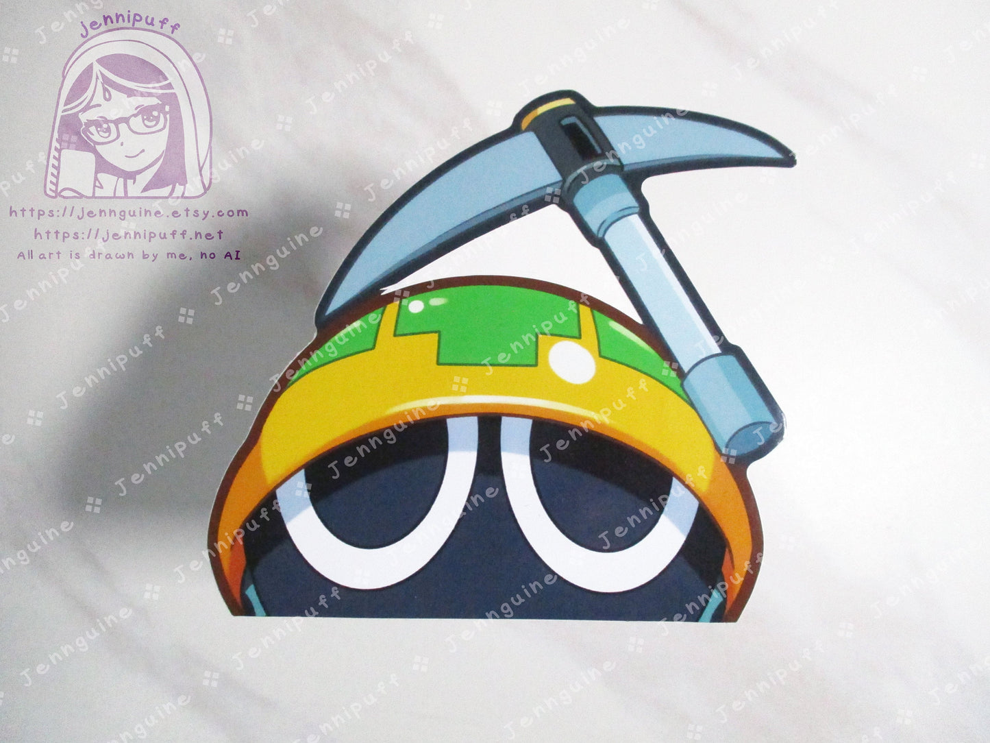 Mettaur Mega Man Battle Network Megaman MMBN Video Game 4in Peeker Peeking Sticker Die-Cut Decal Cute Kawaii Retro Anime Gift Peek