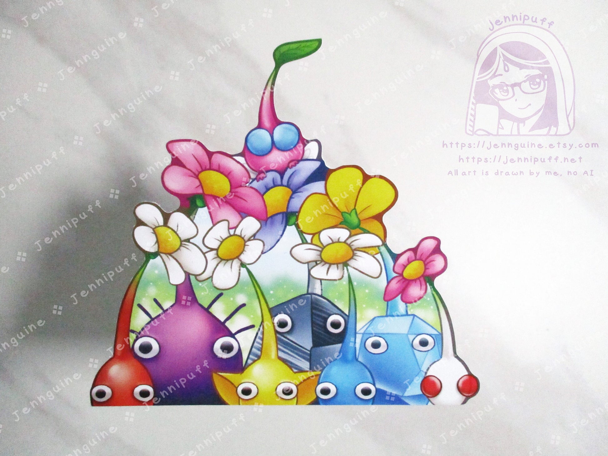 Pikmin Bloom Flower 4in Peeker Peeking Sticker Die-Cut Decal Cute Kawaii Retro Anime Gift Peek Video Game Flowers Blossom Leaves Cozy Game