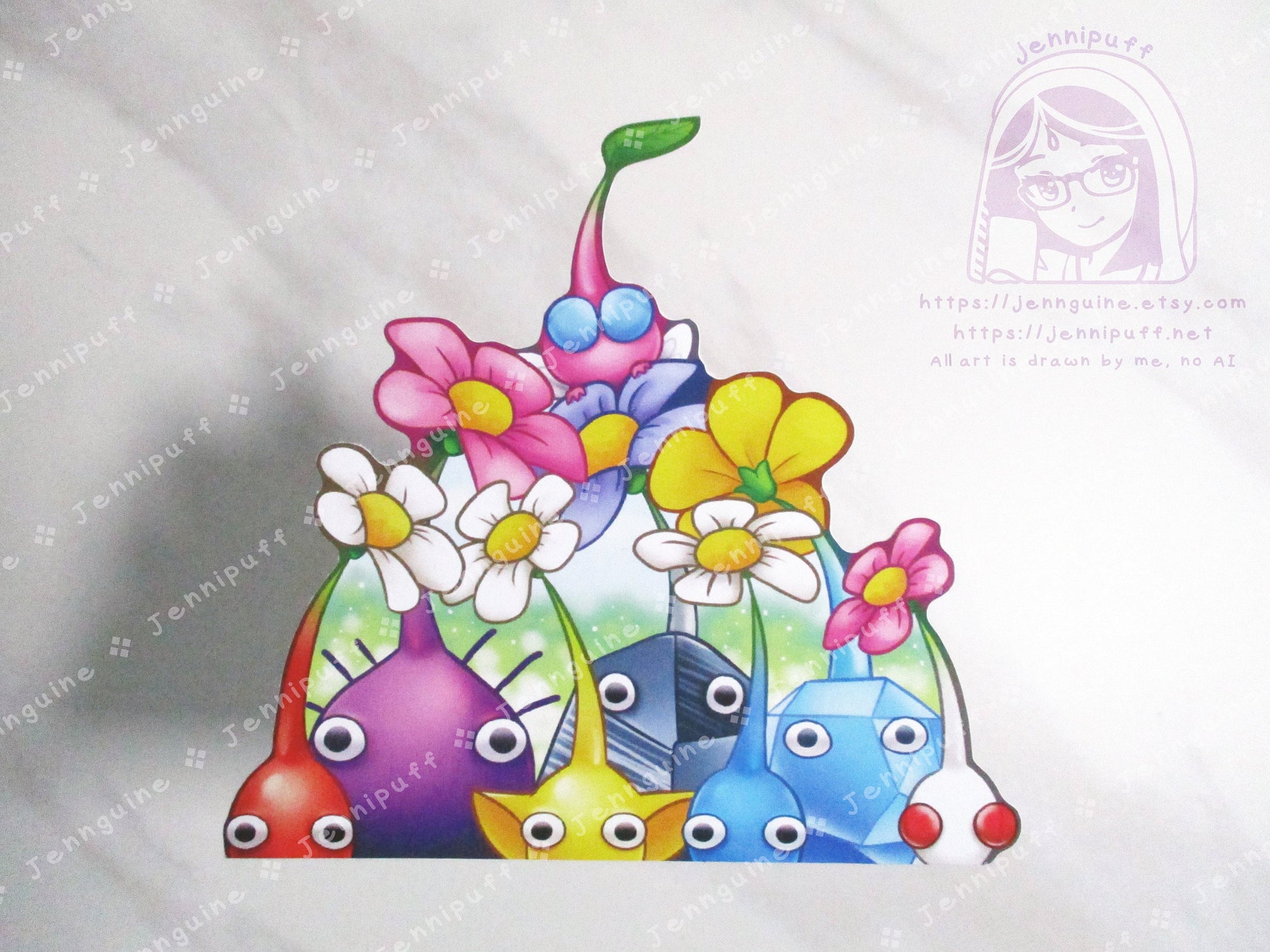 Pikmin Bloom Flower 4in Peeker Peeking Sticker Die-Cut Decal Cute Kawaii Retro Anime Gift Peek Video Game Flowers Blossom Leaves Cozy Game