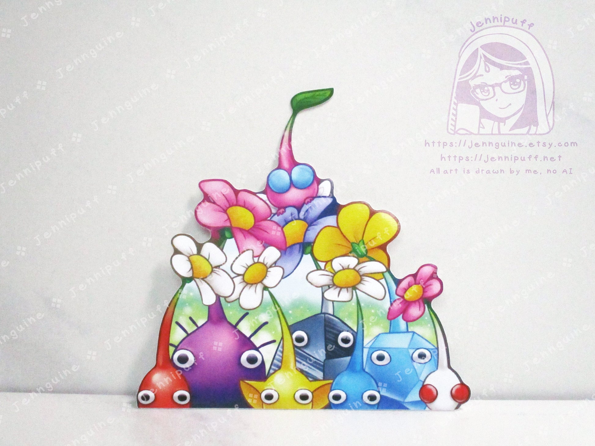 Pikmin Bloom Flower 4in Peeker Peeking Sticker Die-Cut Decal Cute Kawaii Retro Anime Gift Peek Video Game Flowers Blossom Leaves Cozy Game