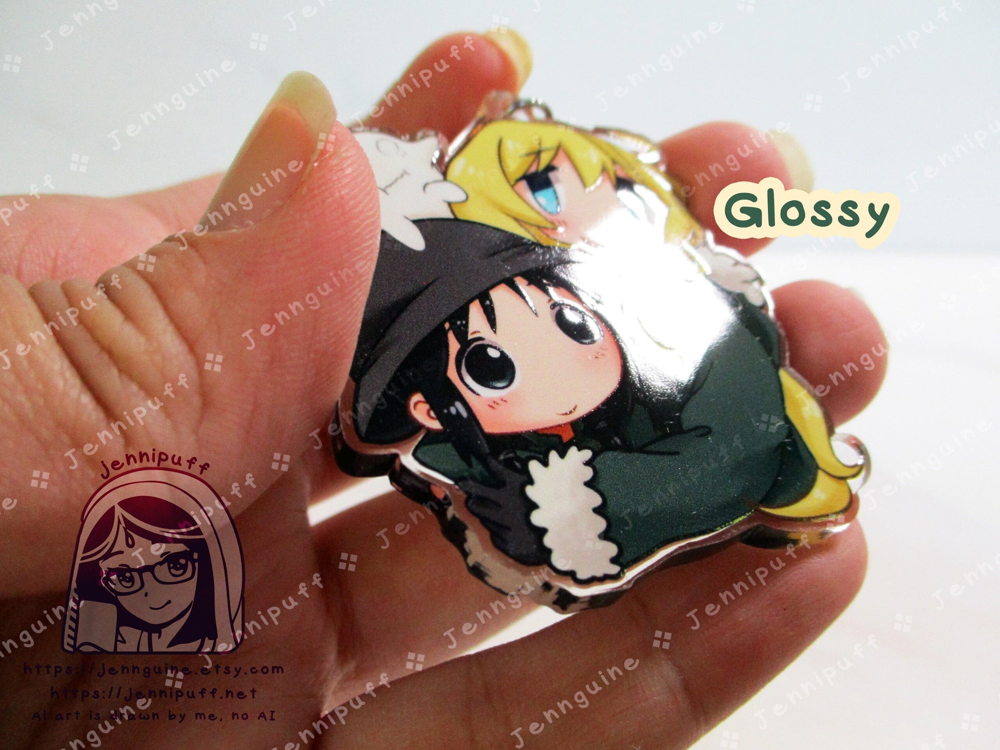 GirlsLastTour GLT Chito Yuuri Nuko Double Sided 2in Acrylic Keychain with Brown Plastic Finding Cute Kawaii Moe Anime Manga Post-Apocalyptic