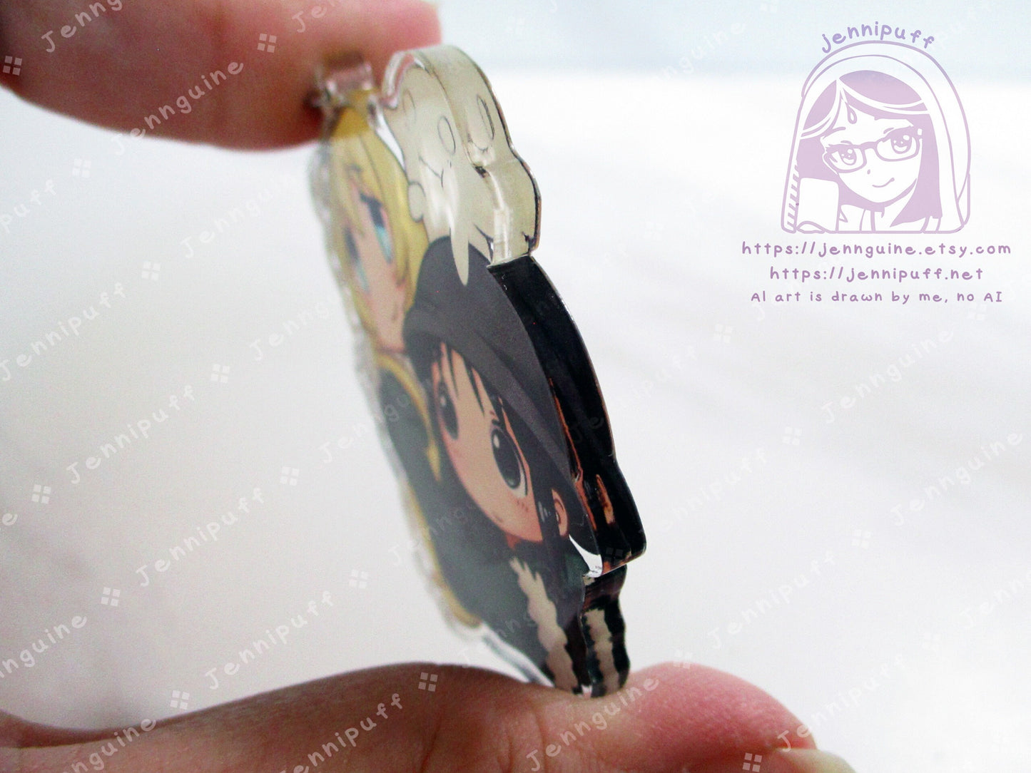GirlsLastTour GLT Chito Yuuri Nuko Double Sided 2in Acrylic Keychain with Brown Plastic Finding Cute Kawaii Moe Anime Manga Post-Apocalyptic