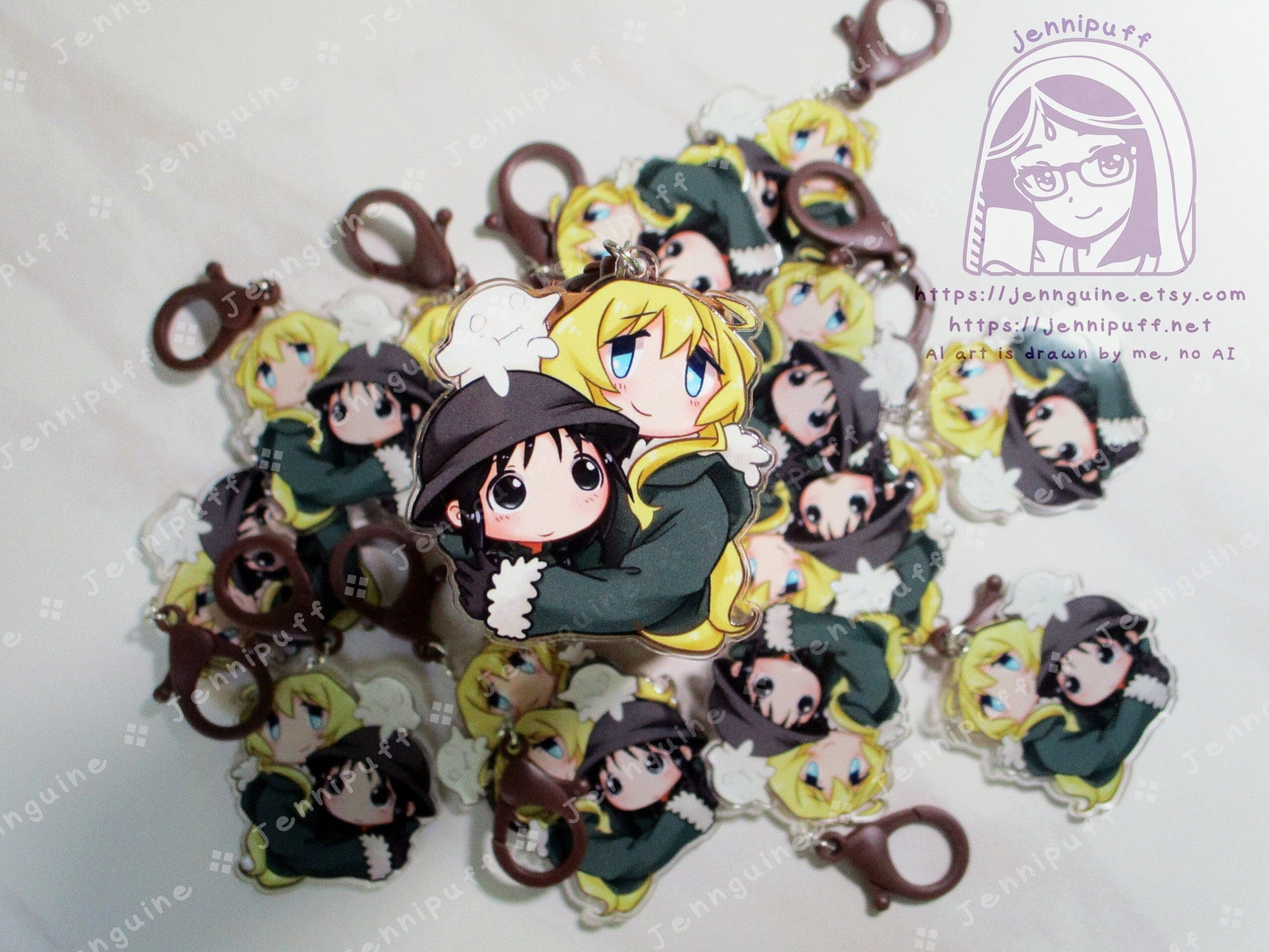 GirlsLastTour GLT Chito Yuuri Nuko Double Sided 2in Acrylic Keychain with Brown Plastic Finding Cute Kawaii Moe Anime Manga Post-Apocalyptic