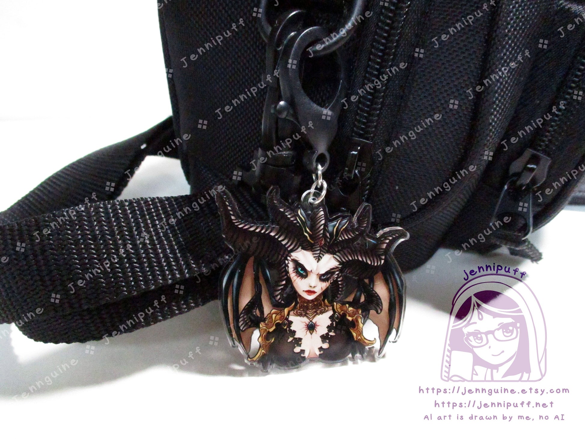 Blessed Mother Lilith Double Sided 2in Acrylic Keychain with Black Plastic Finding, Diabl0 4 D4 Succubus Villain Daughter of Hatred