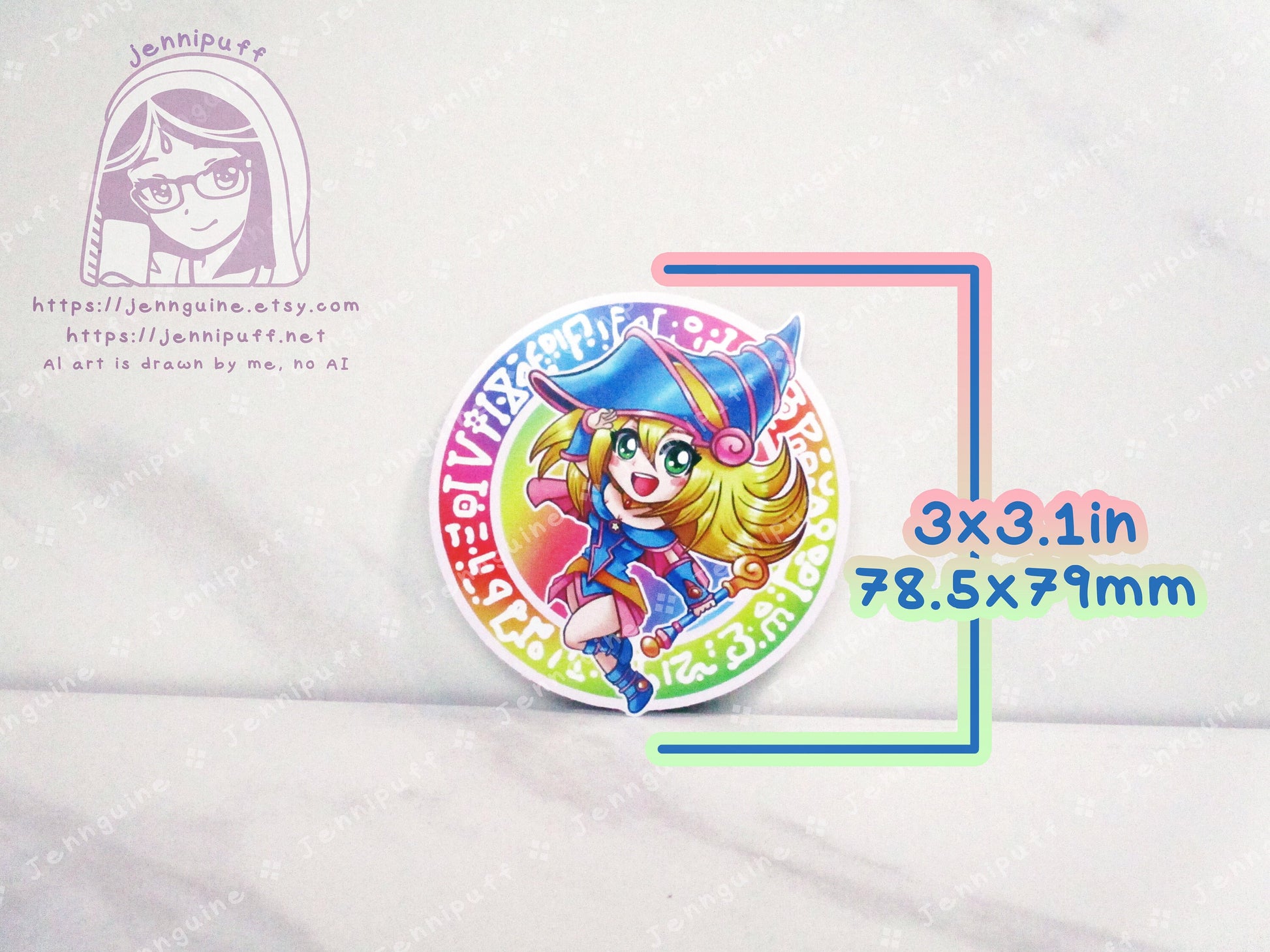 Dark Magícian Girl Rainbow 3in Die-Cut Vinyl Sticker Cute Kawaii Pink Multicolor Magic Circle Magical Girl Decal DMG 3x3in YuGíOh