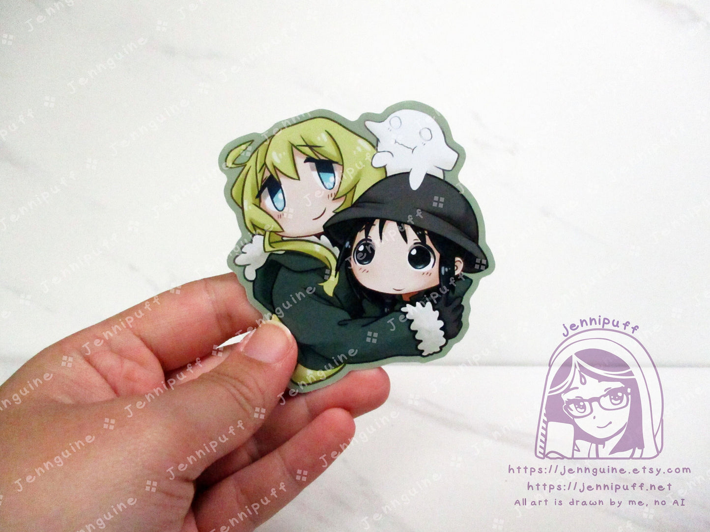 Girls Last Tour Chito Yuuri Nuko 3in Die-Cut Vinyl Sticker Cute Kawaii Moe Anime Manga Girls Shoujo Shuumatsu Ryokou Decal GLT 3x3in