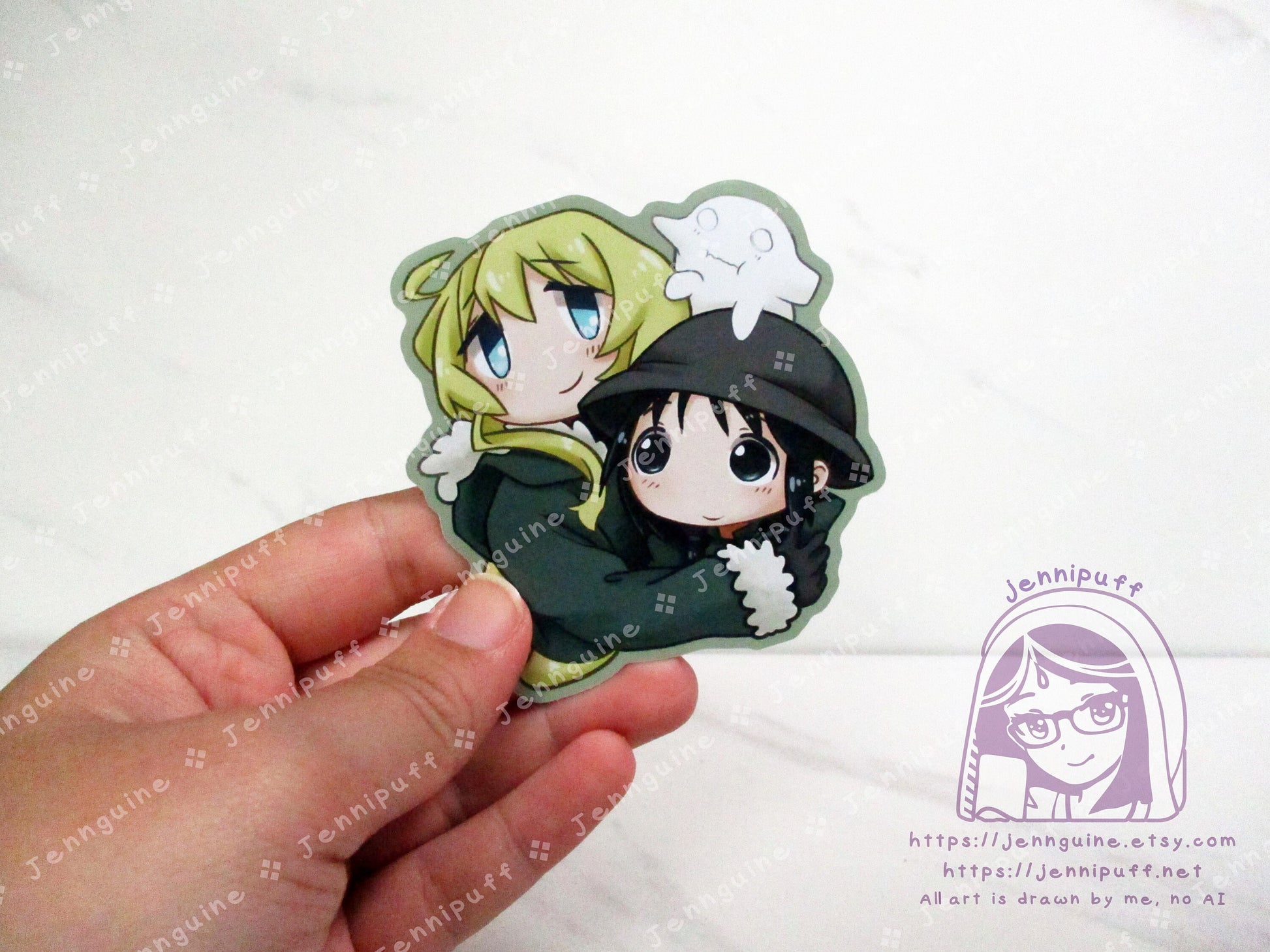 Girls Last Tour Chito Yuuri Nuko 3in Die-Cut Vinyl Sticker Cute Kawaii Moe Anime Manga Girls Shoujo Shuumatsu Ryokou Decal GLT 3x3in