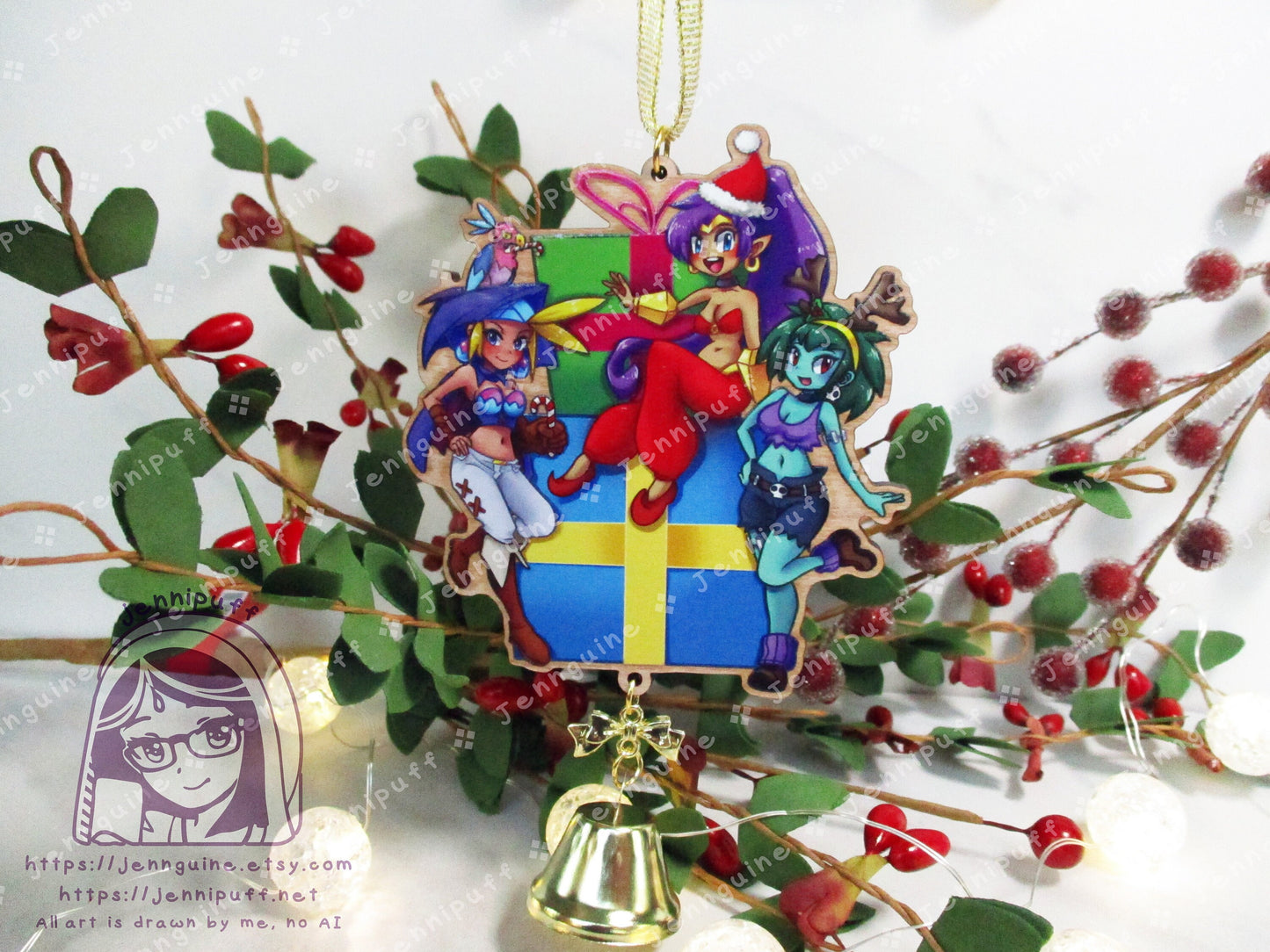 Shantae Wooden Christmas Ornament | Comes with 4x6in Print | Shantae, Sky, Rottytops Holiday Ornament Decoration Gift