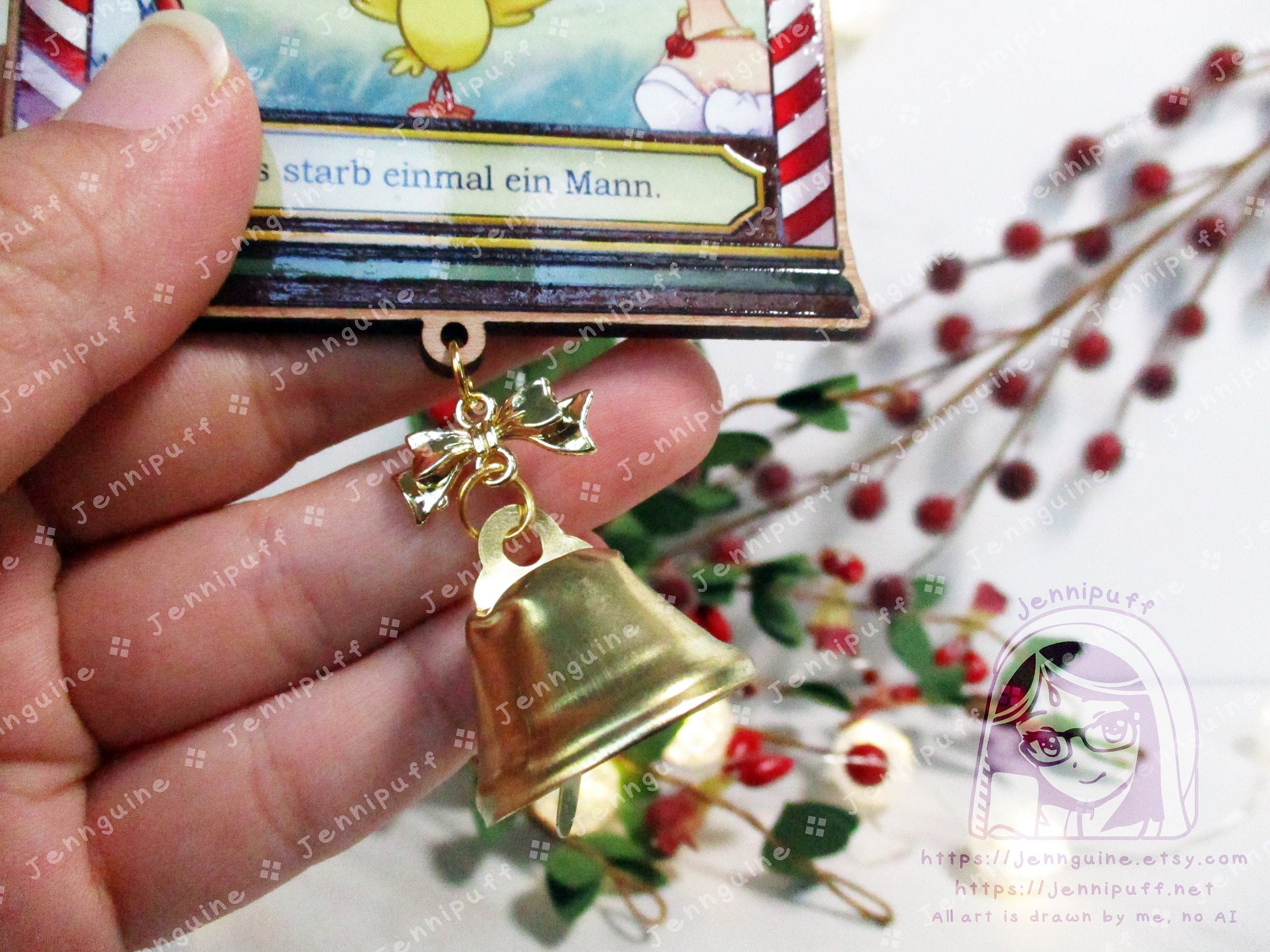 Príncess Tutu Wooden Christmas Ornament | Comes with 4x6in Print | Duck Ahiru Magical Girl Ballerina Ballet Holiday Kawaii Decor German