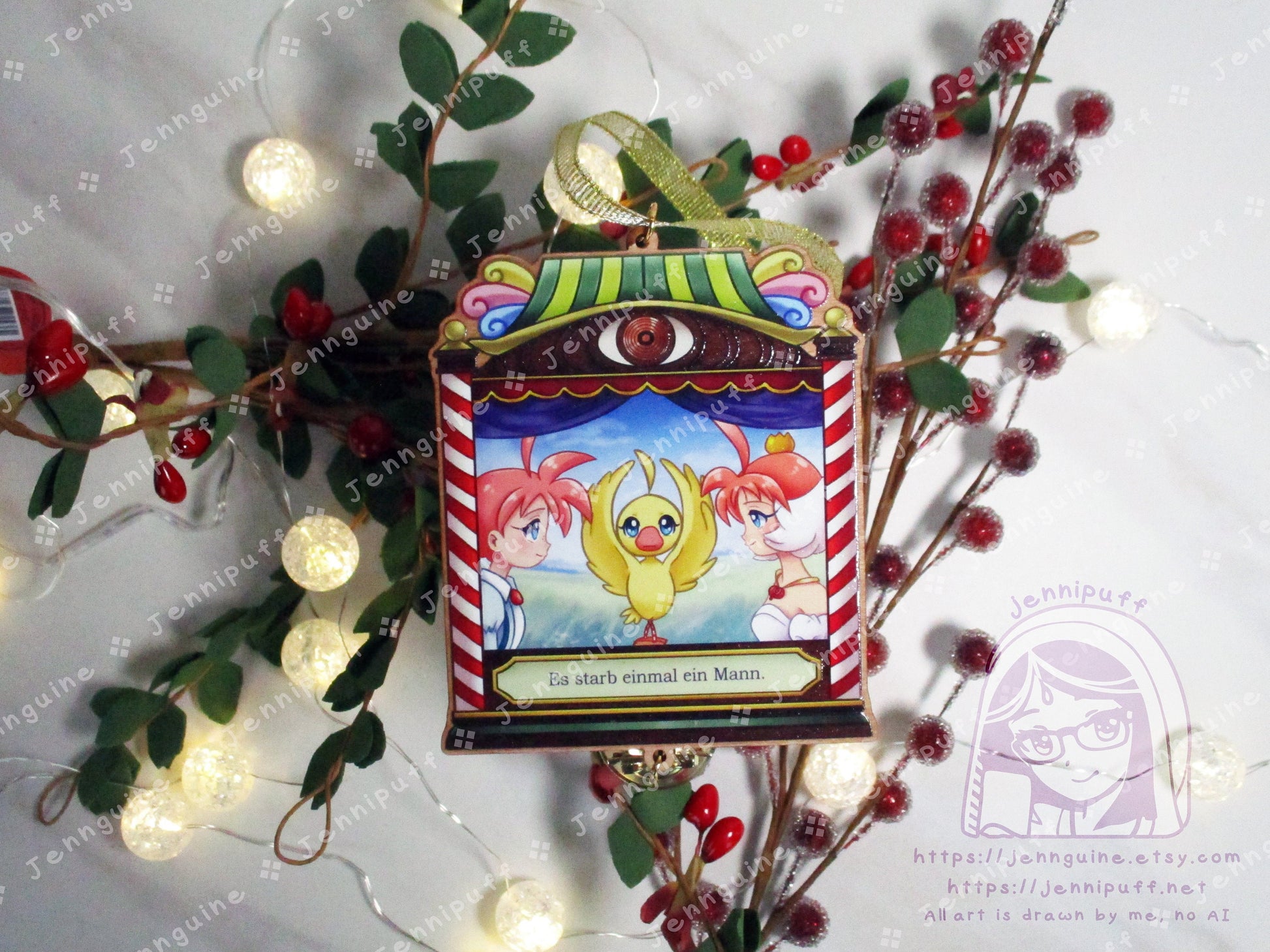 Príncess Tutu Wooden Christmas Ornament | Comes with 4x6in Print | Duck Ahiru Magical Girl Ballerina Ballet Holiday Kawaii Decor German