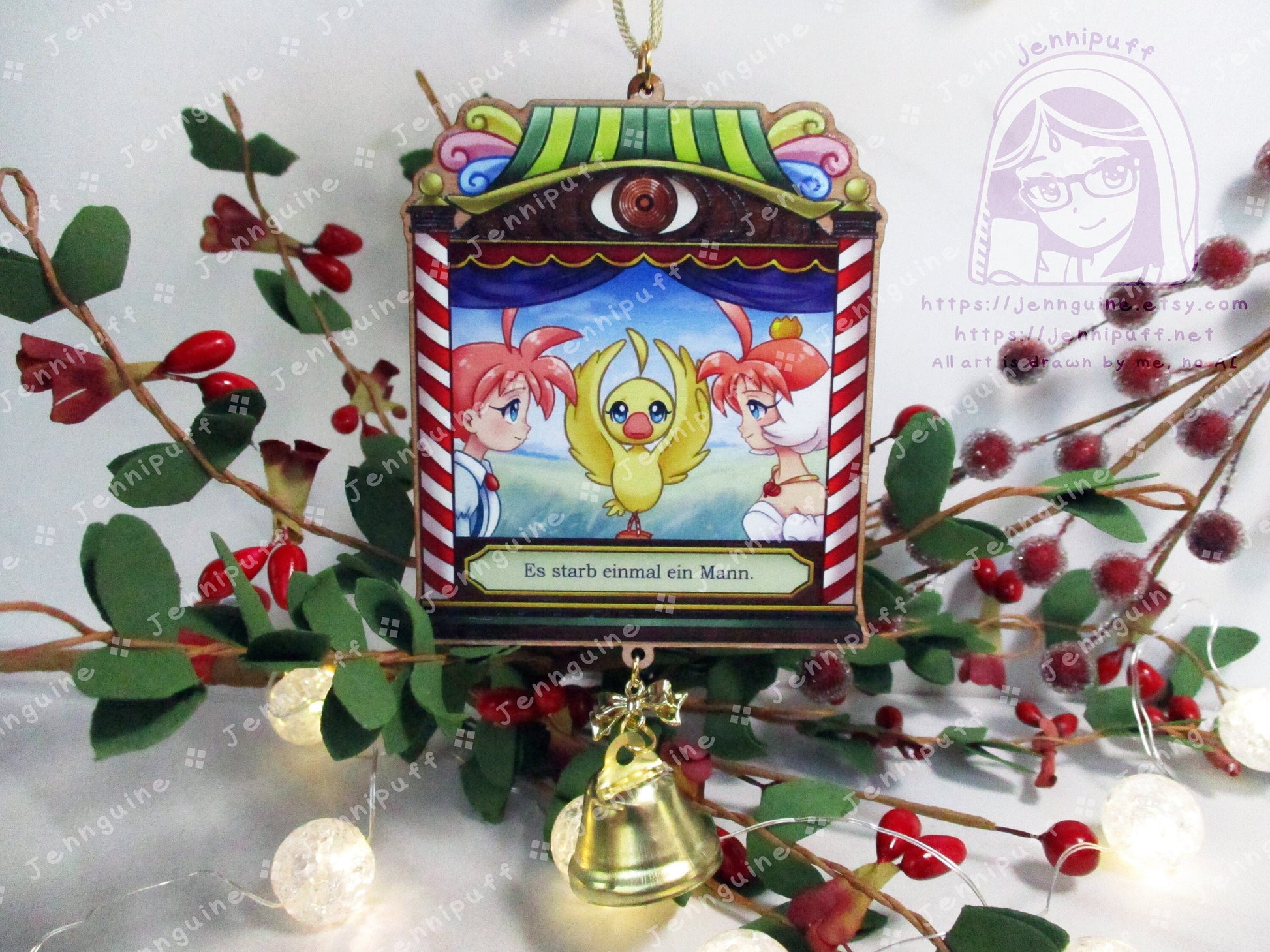 Príncess Tutu Wooden Christmas Ornament | Comes with 4x6in Print | Duck Ahiru Magical Girl Ballerina Ballet Holiday Kawaii Decor German