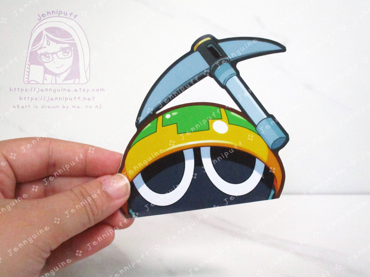 Mettaur Mega Man Battle Network Megaman MMBN Video Game 4in Peeker Peeking Sticker Die-Cut Decal Cute Kawaii Retro Anime Gift Peek