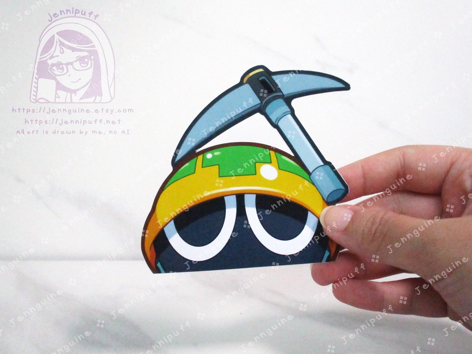 Mettaur Mega Man Battle Network Megaman MMBN Video Game 4in Peeker Peeking Sticker Die-Cut Decal Cute Kawaii Retro Anime Gift Peek