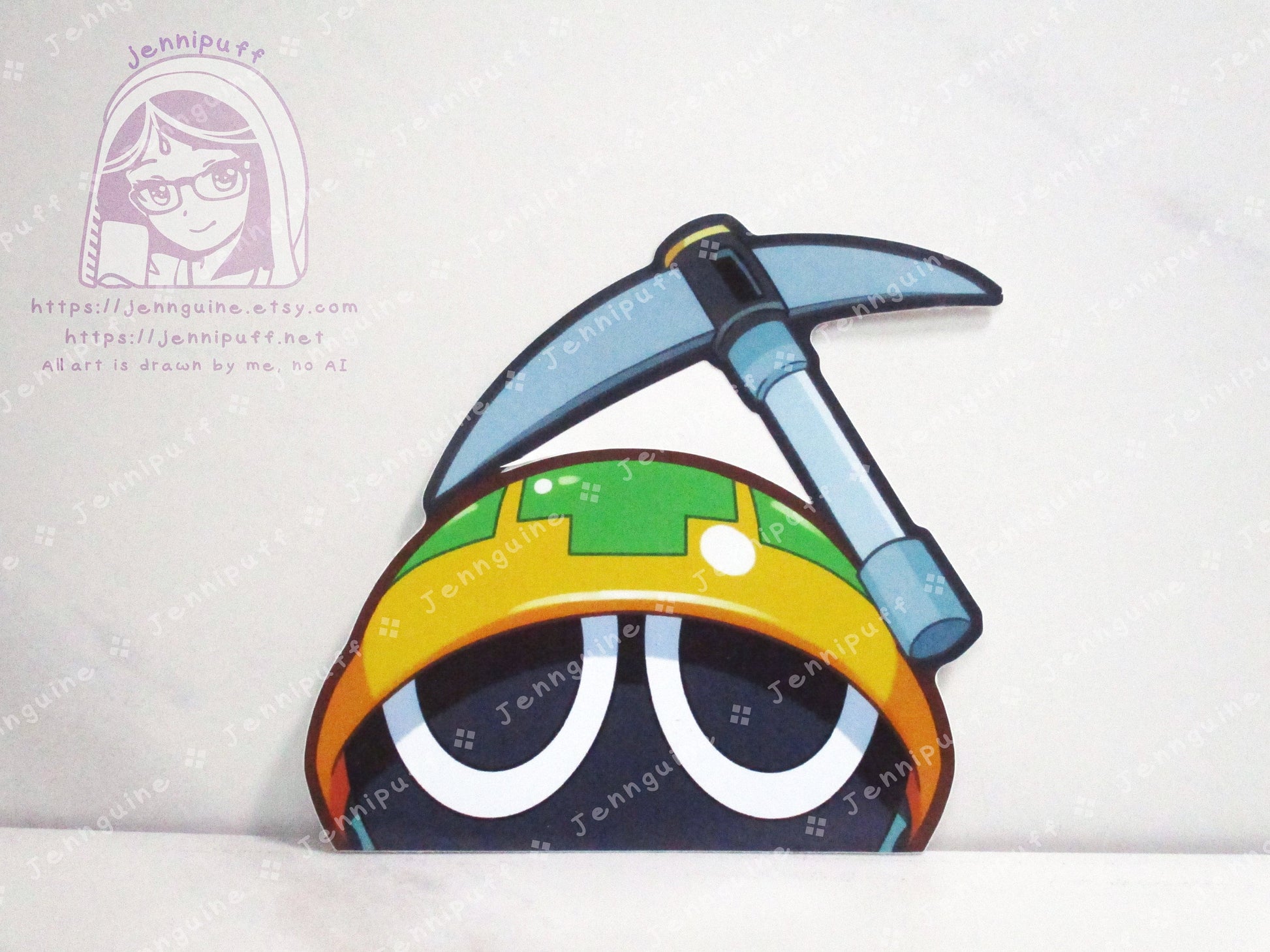 Mettaur Mega Man Battle Network Megaman MMBN Video Game 4in Peeker Peeking Sticker Die-Cut Decal Cute Kawaii Retro Anime Gift Peek
