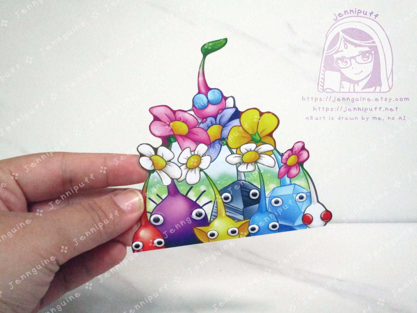 Pikmin Bloom Flower 4in Peeker Peeking Sticker Die-Cut Decal Cute Kawaii Retro Anime Gift Peek Video Game Flowers Blossom Leaves Cozy Game