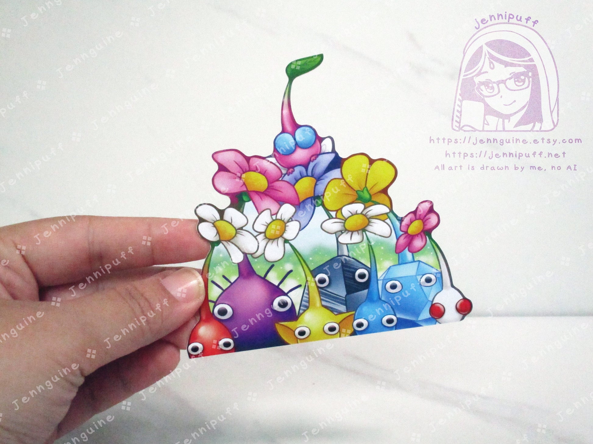 Pikmin Bloom Flower 4in Peeker Peeking Sticker Die-Cut Decal Cute Kawaii Retro Anime Gift Peek Video Game Flowers Blossom Leaves Cozy Game