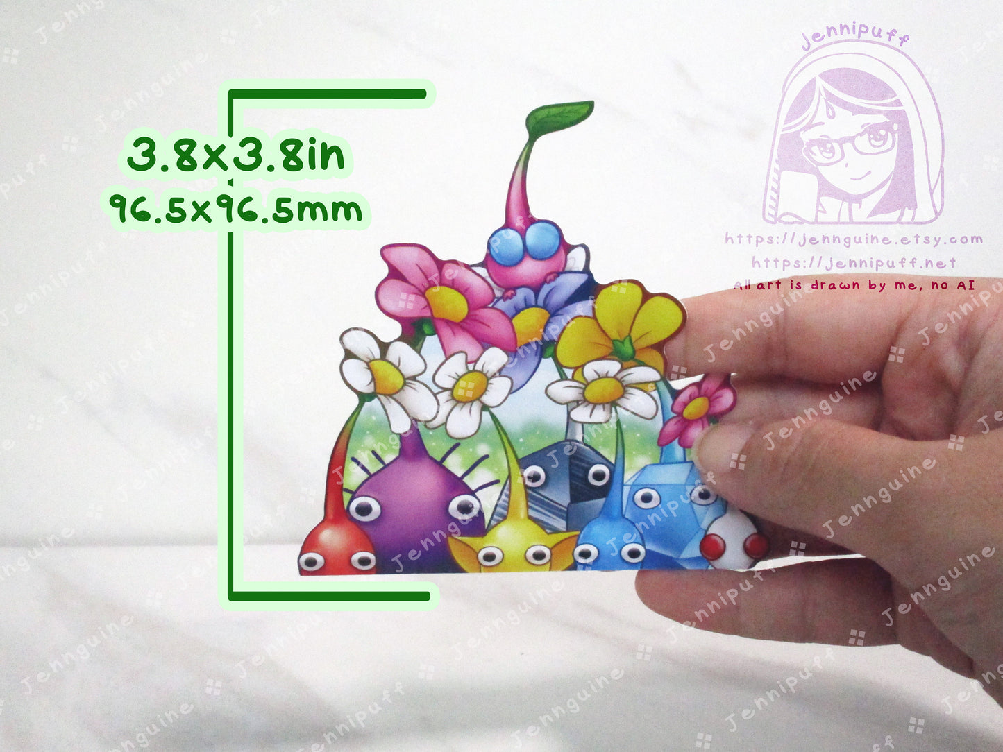 Pikmin Bloom Flower 4in Peeker Peeking Sticker Die-Cut Decal Cute Kawaii Retro Anime Gift Peek Video Game Flowers Blossom Leaves Cozy Game