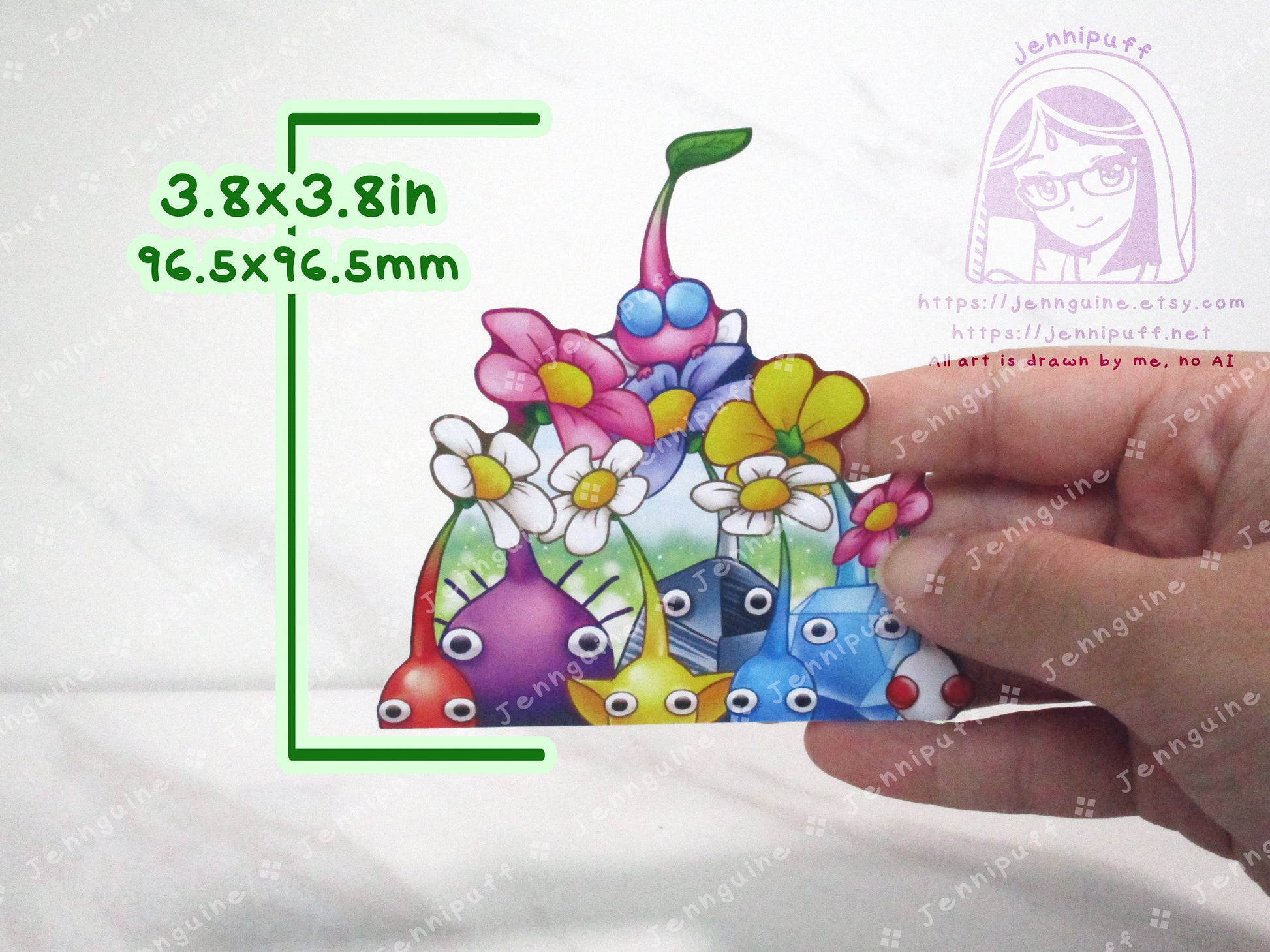 Pikmin Bloom Flower 4in Peeker Peeking Sticker Die-Cut Decal Cute Kawaii Retro Anime Gift Peek Video Game Flowers Blossom Leaves Cozy Game