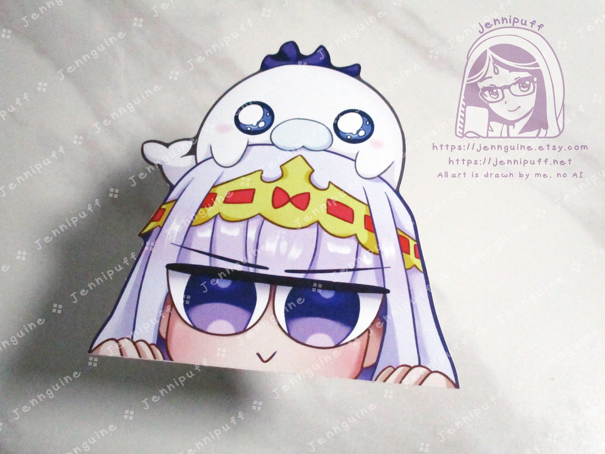 Sleepy Princess in the Demon Castle 4in Peeker Peeking Sticker Die-Cut Decal Cute Kawaii Anime Gift Peek AnimeGirl Suya Princess Syalis Sya