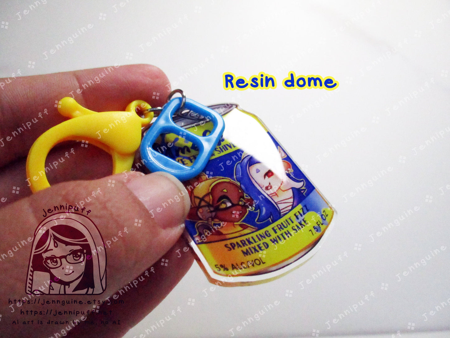 Splatoon 3 Shiver Frye Drink Double Sided Resin Keychain - Ume Splat - Yellow Finding and Blue Soda Tab - Anime Cocktail - 2in or 50mm