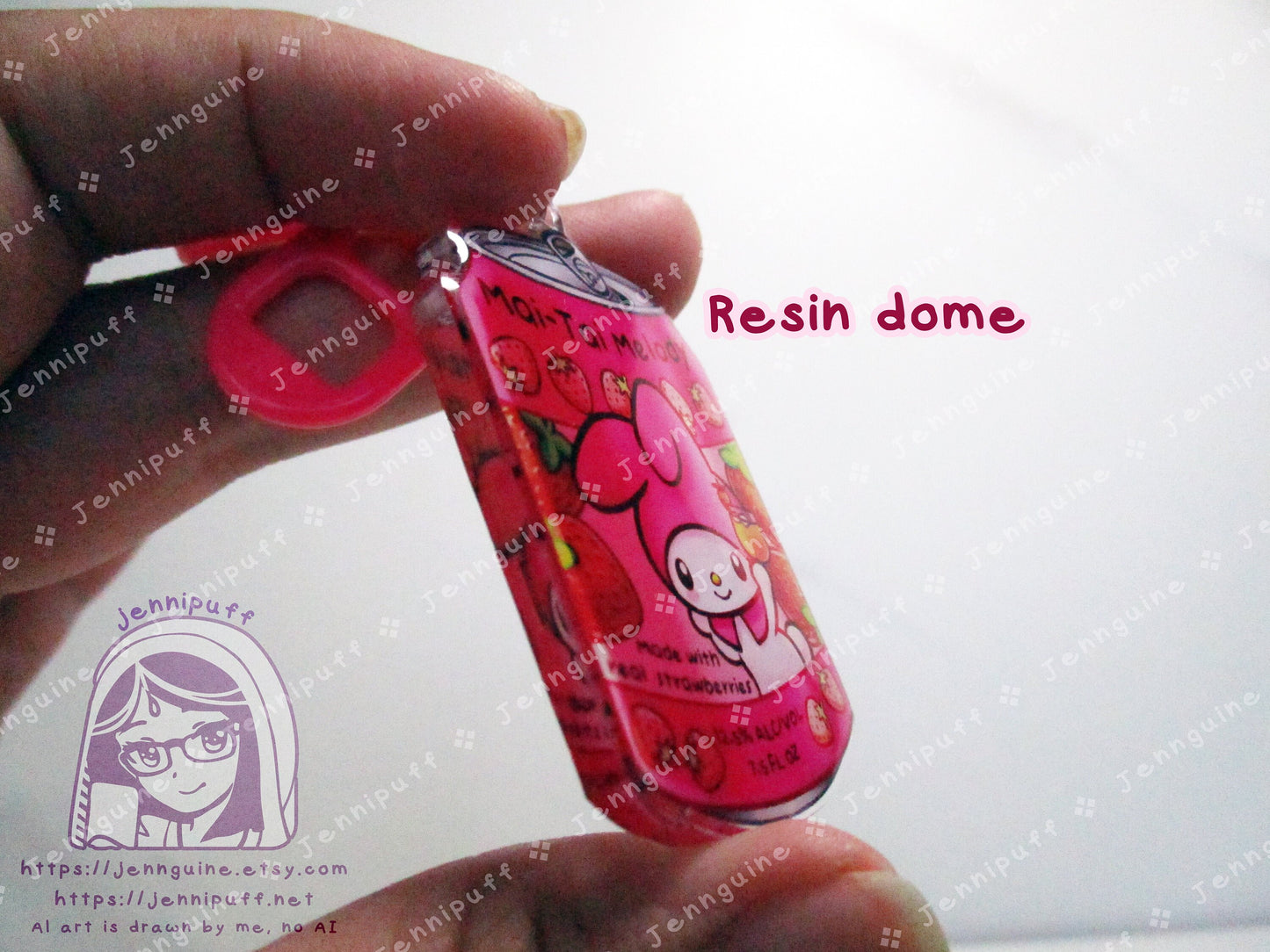 Kawaii Bunny Rabbit My Mèlody Drink Double Sided Resin Keychain - Mai-Tai Melody - Pink Finding and Soda Tab - Anime Cocktail - 2in or 50mm