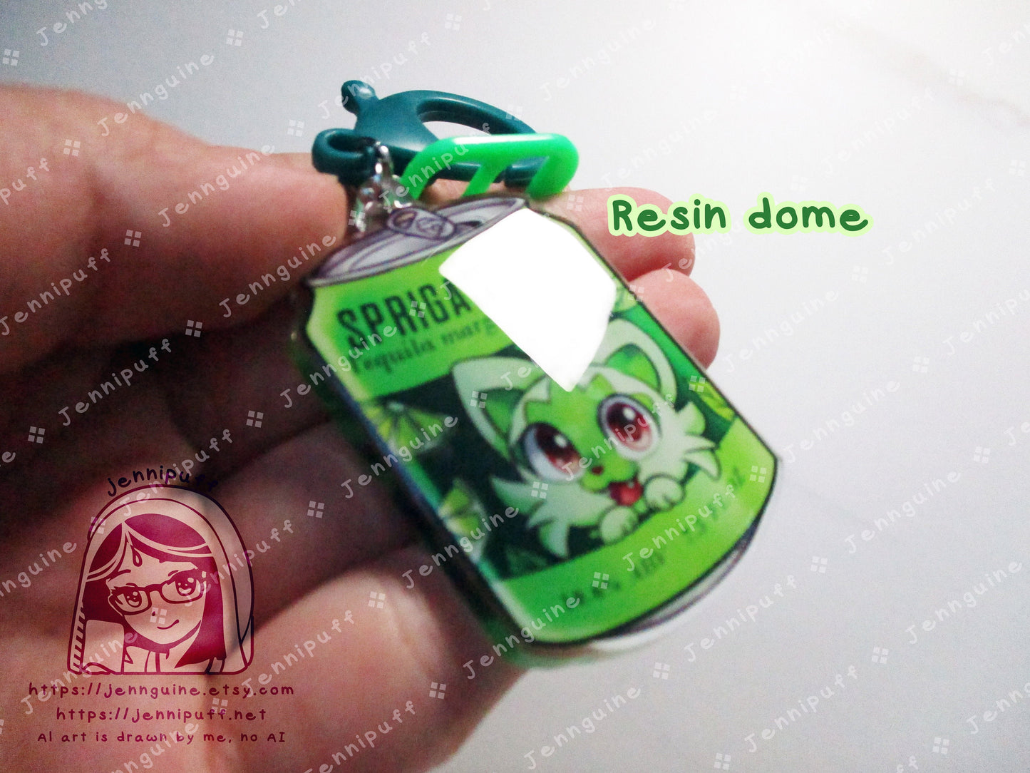 Spritagito Drink Double Sided Resin Keychain - Sprigatequila - Green Finding and Green Soda Tab - Anime Cocktail - 2in or 50mm