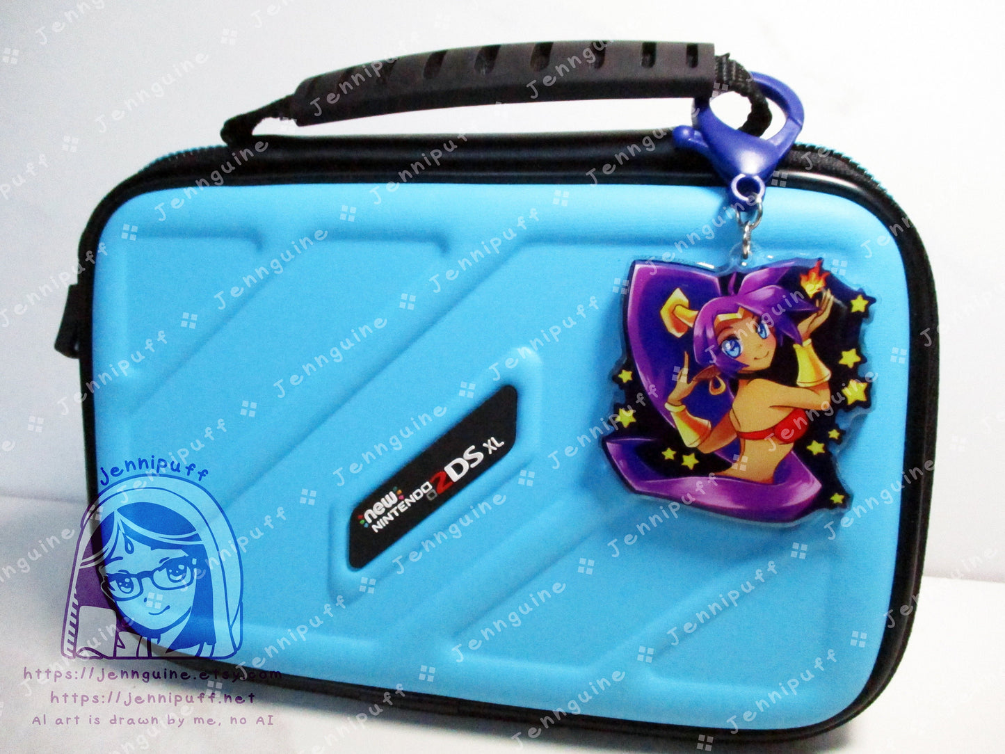 Shantae Dark Blue Double Sided Resin Keychain - Navy Blue Finding - Half Genie Hero Cute Kawaii Blue Purple Starry Sexy - 2in or 50mm