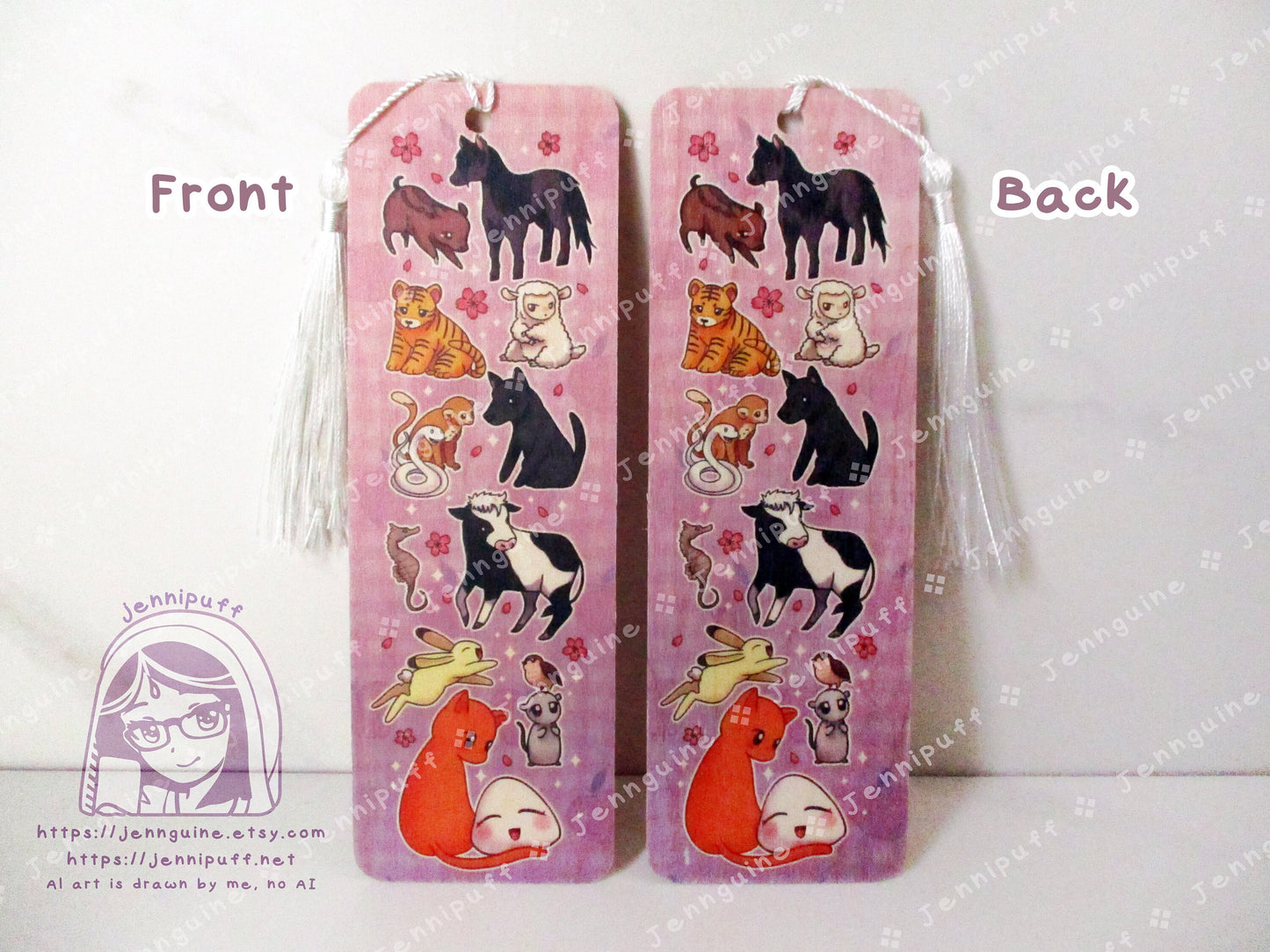 Fruíts Baskèt Furuba Tohru Kyo Yuki Zodiac Animals Double Sided Printed Bookmark 2x6in - Made of Real Maple Wood 2ply Veneer - White Tassel