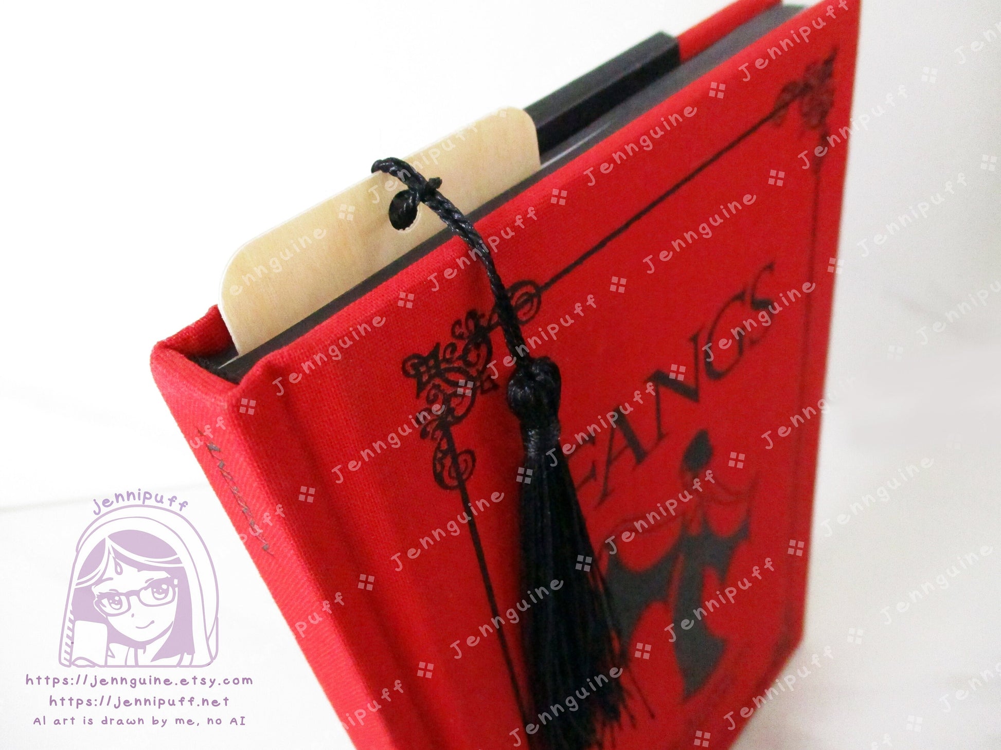 Cereza Cheshire Lost Demon Bayonetta Origins Double Sided Printed Bookmark 2x6in - Made of Real Maple Wood 2ply Veneer - Black Tassel